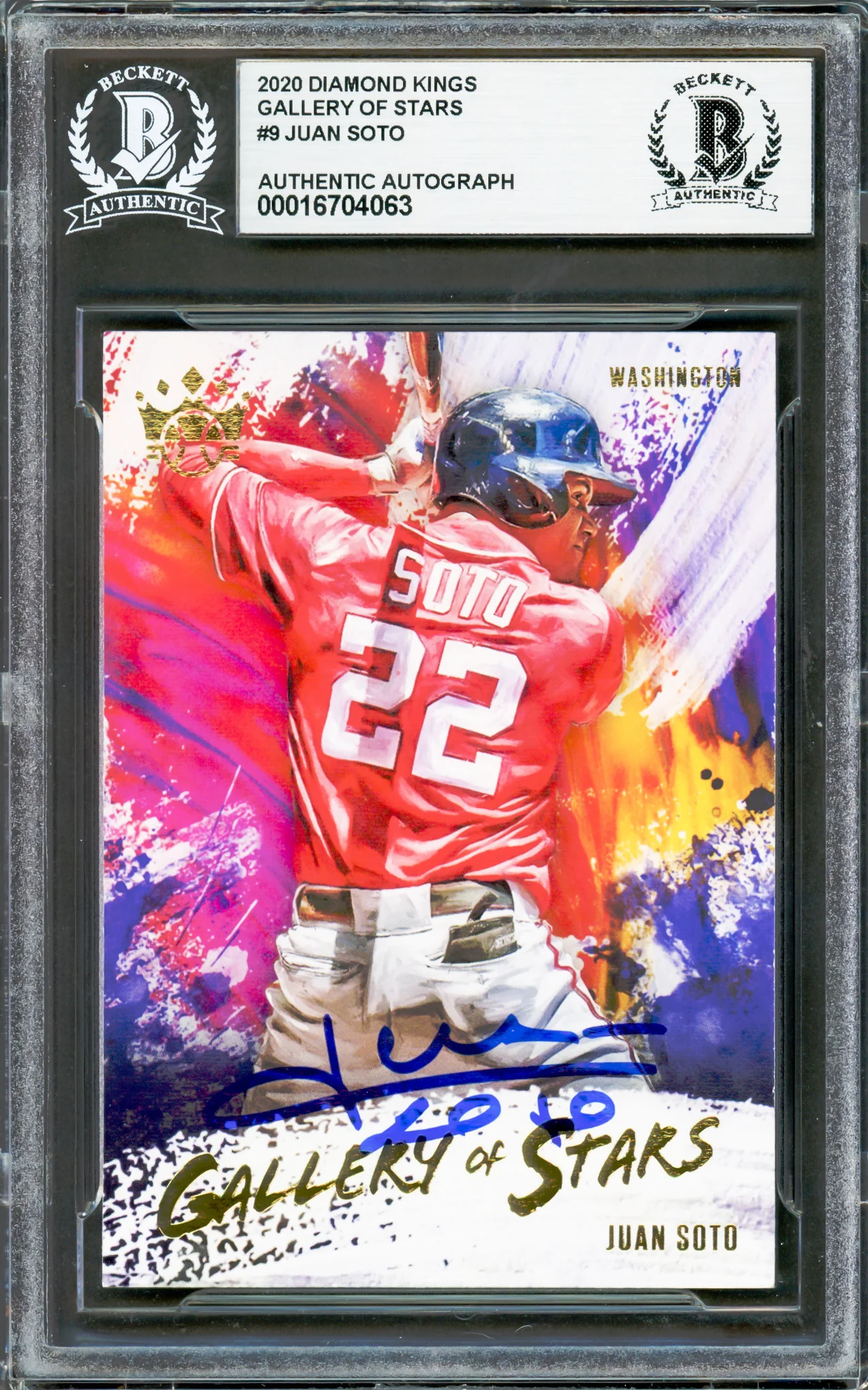 Juan Soto Autographed 2020 Diamond Kings Gallery of Stars Card #GOS9 New York Mets Beckett BAS #16704063