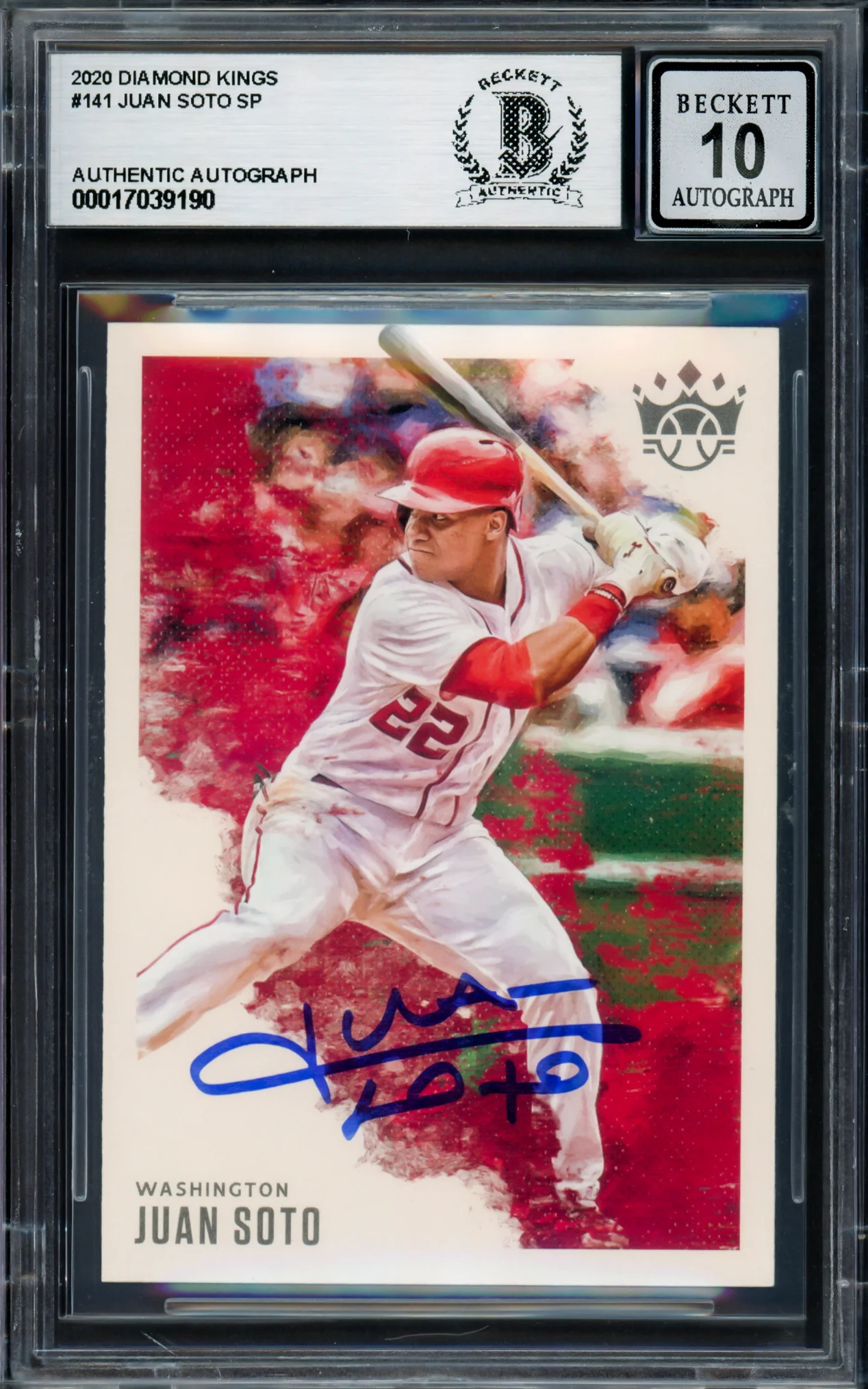 Juan Soto Autographed 2020 Donruss Diamond Kings Card #141 New York Mets Auto Grade Gem Mint 10 Beckett BAS #17039190 - Image 3