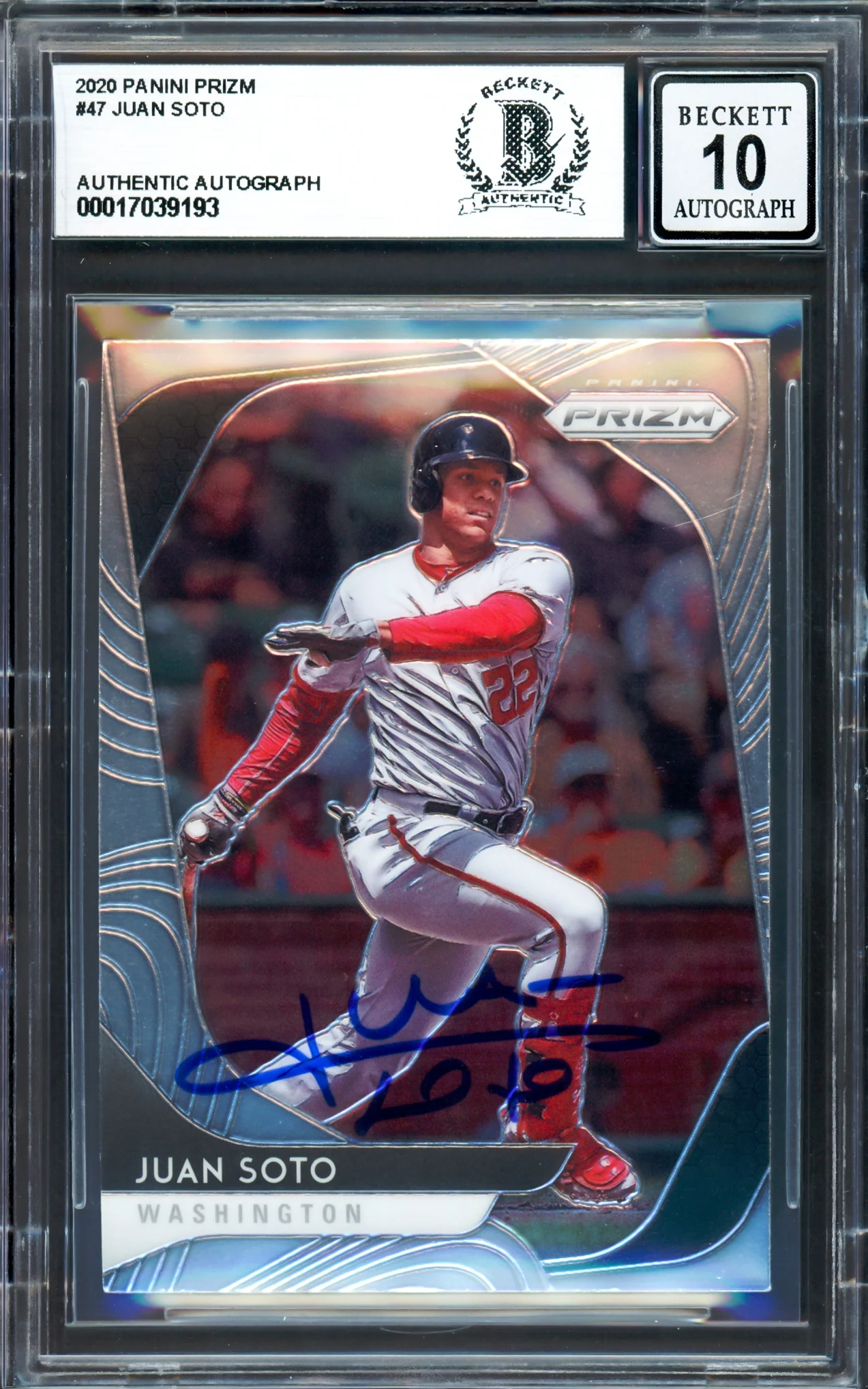 Juan Soto Autographed 2020 Panini Prizm Card #47 New York Mets Auto Grade Gem Mint 10 Beckett BAS #17039193 - Image 3