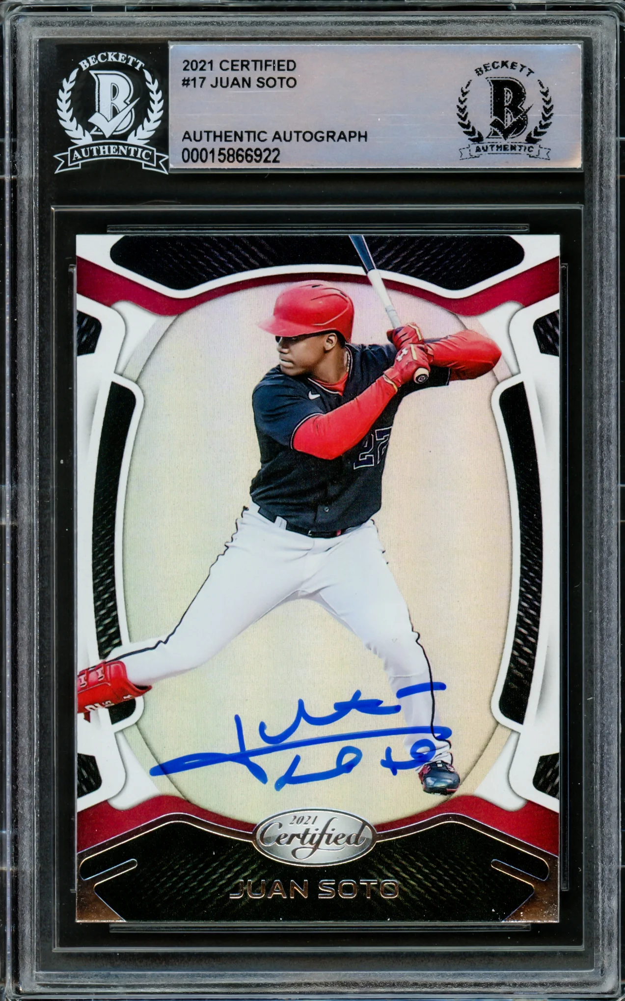 Juan Soto Autographed 2021 Panini Certified Card #17 New York Mets Beckett BAS #15866922