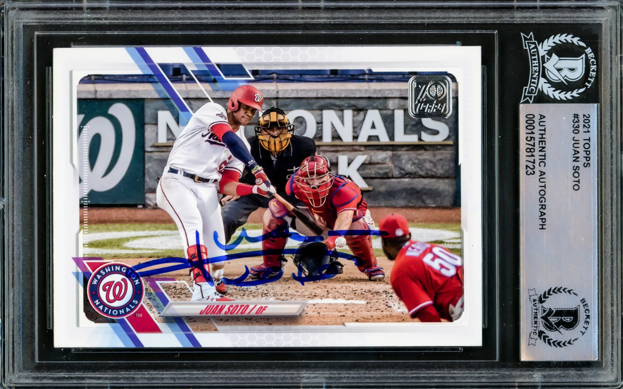 Juan Soto Autographed 2021 Topps Card #330 New York Mets Beckett BAS #15781723