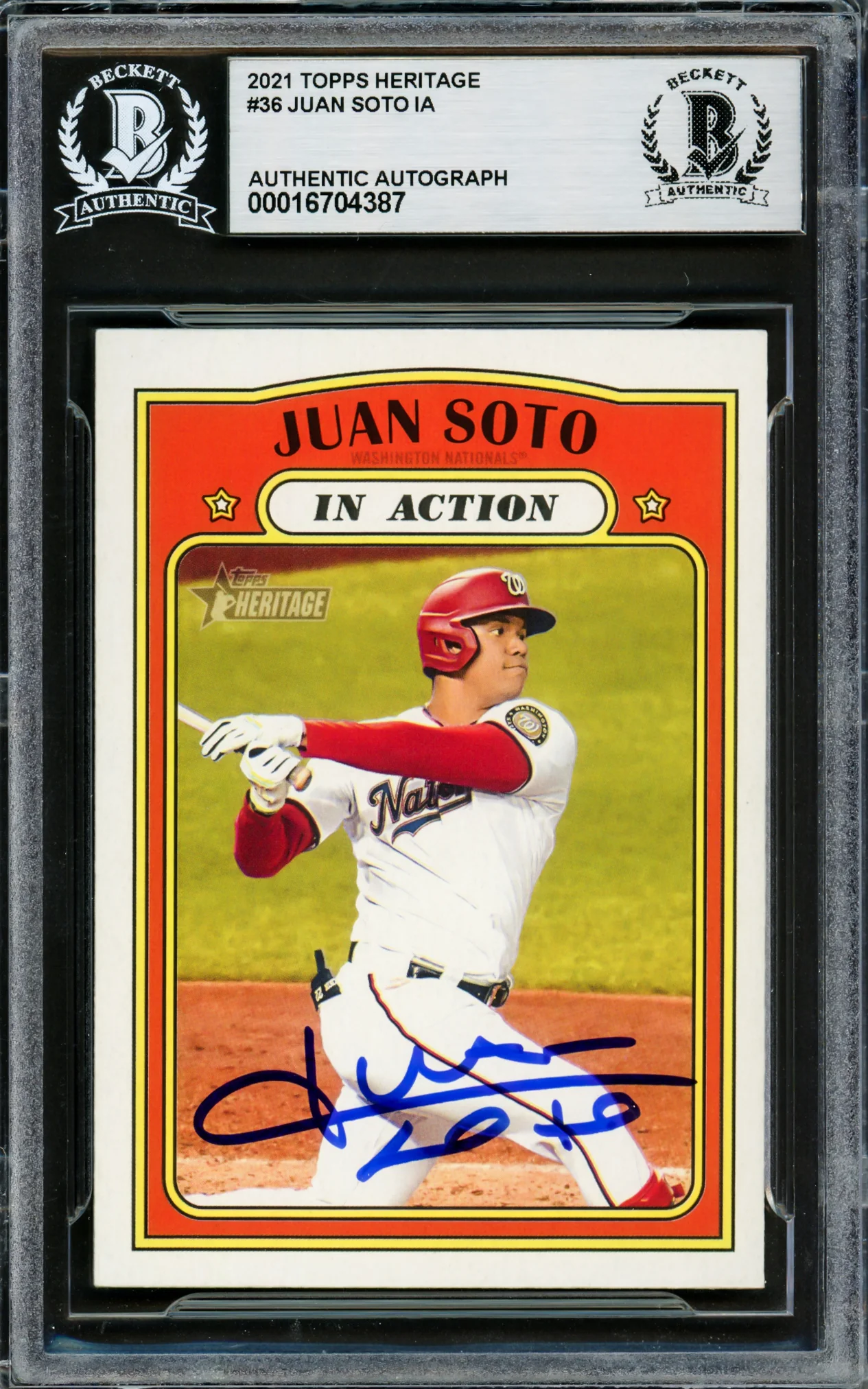 Juan Soto Autographed 2021 Topps Heritage Card #36 New York Mets Beckett BAS Stock #228041