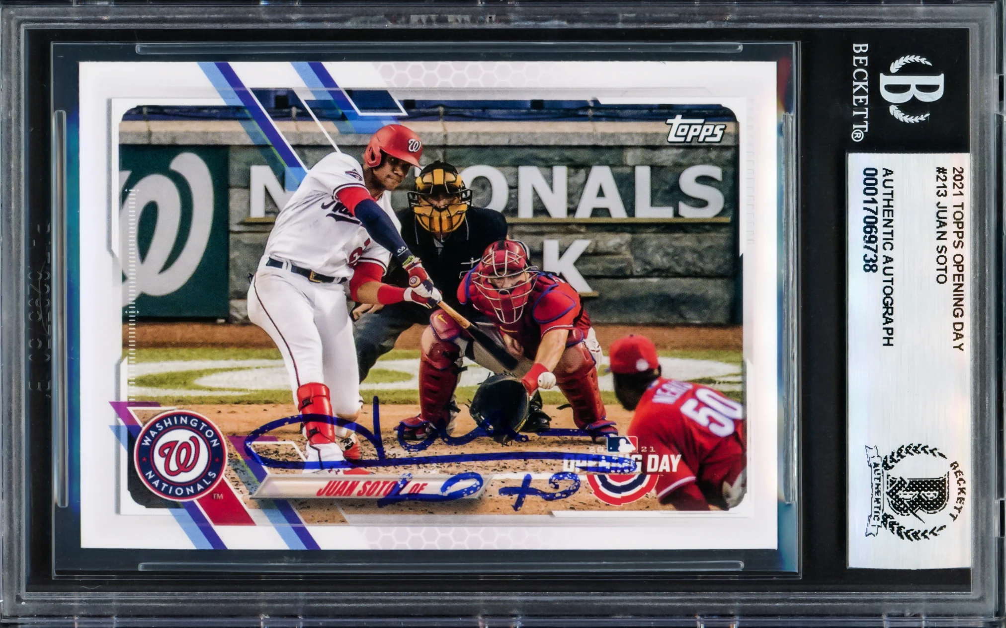 Juan Soto Autographed 2021 Topps Opening Day Card #213 New York Mets Beckett BAS #17069738 - Image 3