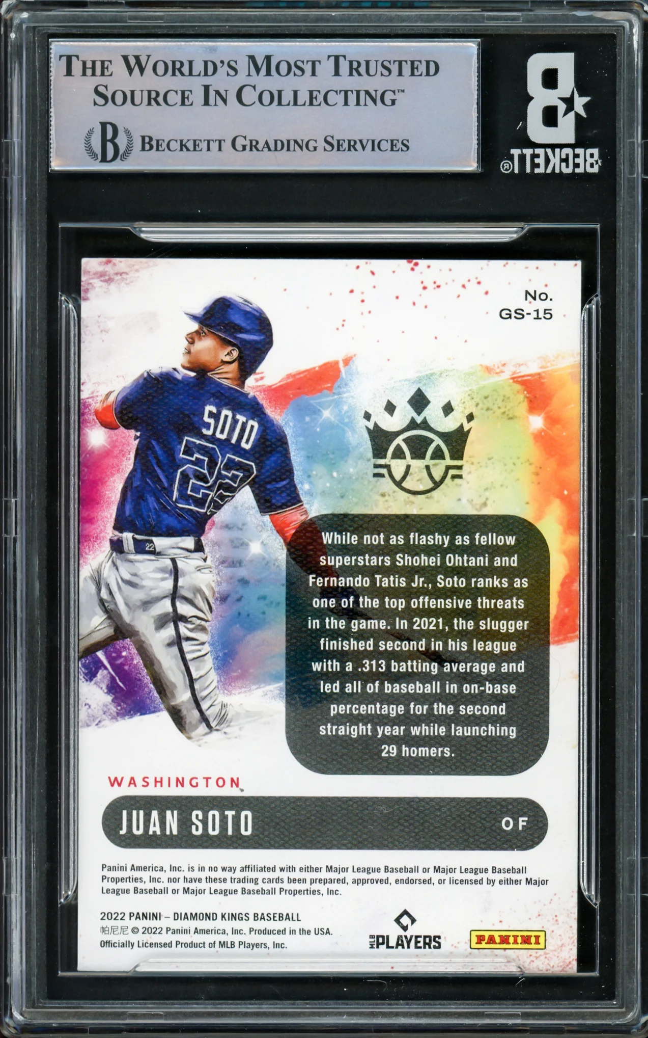 Juan Soto Autographed 2022 Diamond Kings Gallery Stars Card #GS-15 Washington Nationals Beckett BAS #16545837 - Image 2