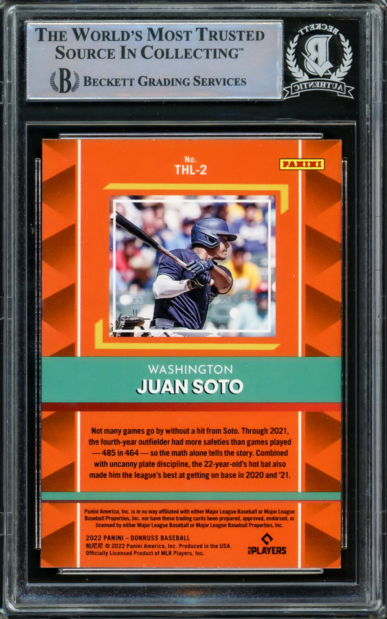 Juan Soto Autographed 2022 Donruss The Hit List Rapture Card #THL-2 New York Mets Beckett BAS #15781732 - Image 2