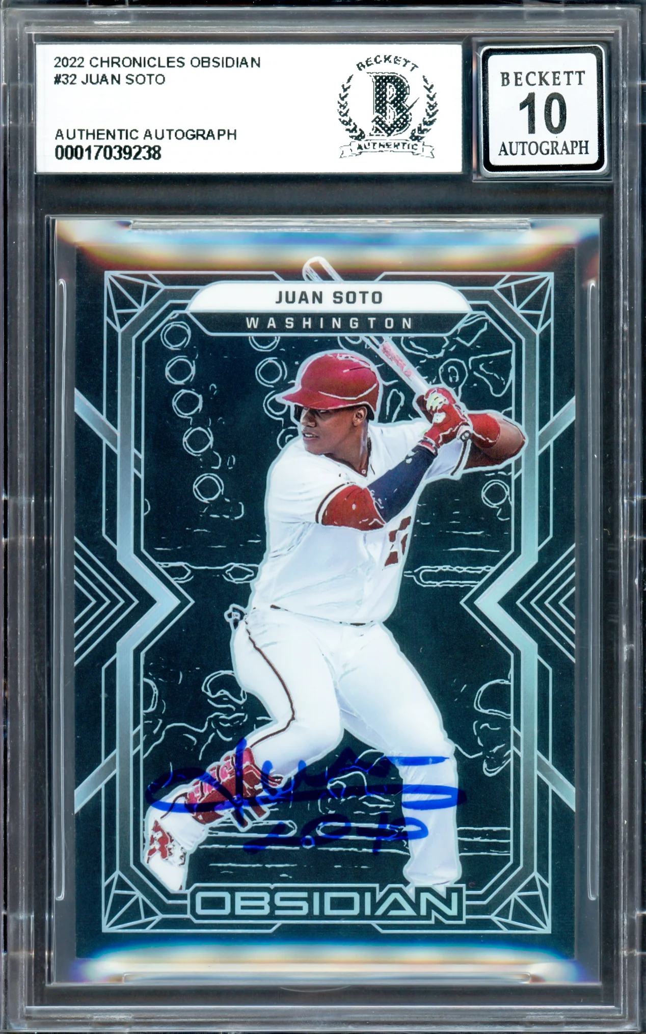 Juan Soto Autographed 2022 Panini Obsidian Card #32 New York Mets Auto Grade Gem Mint 10 Beckett BAS #17039238 - Image 3