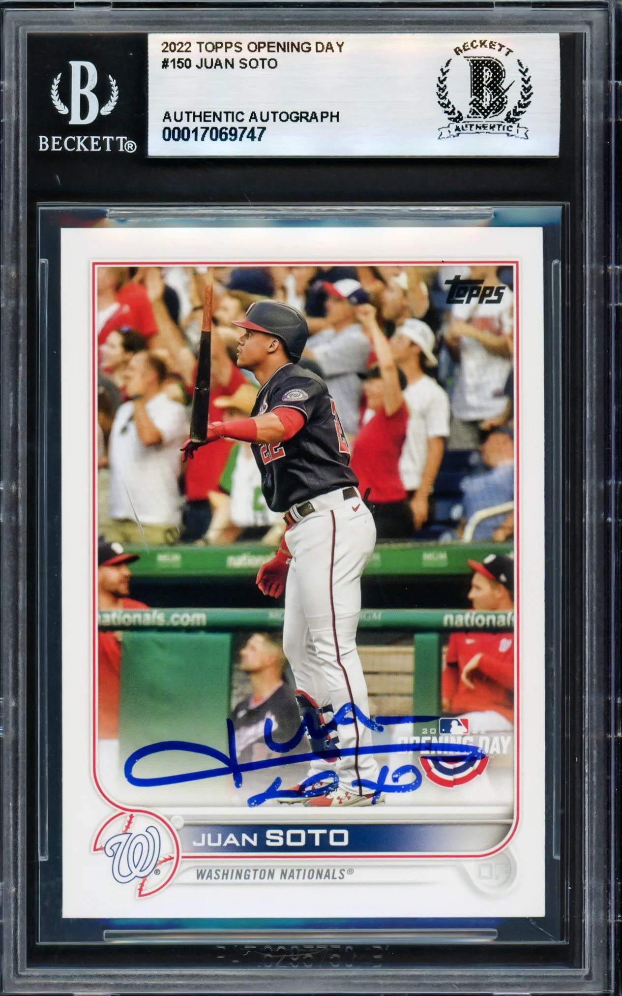 Juan Soto Autographed 2022 Topps Opening Day Card #150 New York Mets Beckett BAS #17069747 - Image 3