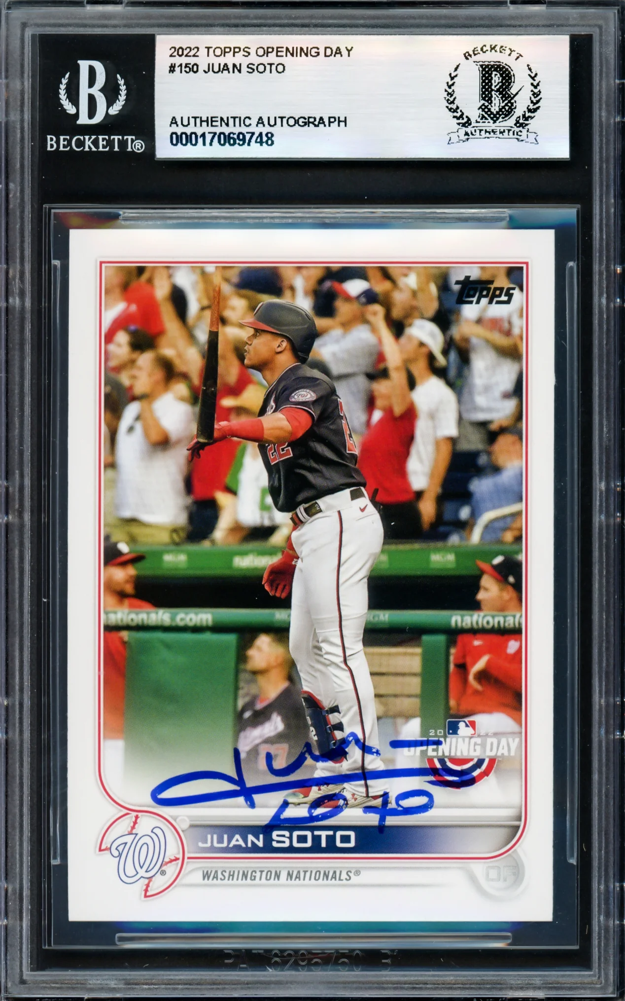 Juan Soto Autographed 2022 Topps Opening Day Card #150 New York Mets Beckett BAS #17069748 - Image 3