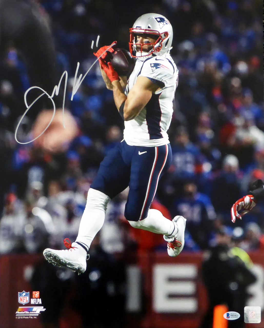 Julian Edelman Autographed Framed 16x20 Photo New England Patriots Beckett BAS Stock #151425 - Image 2