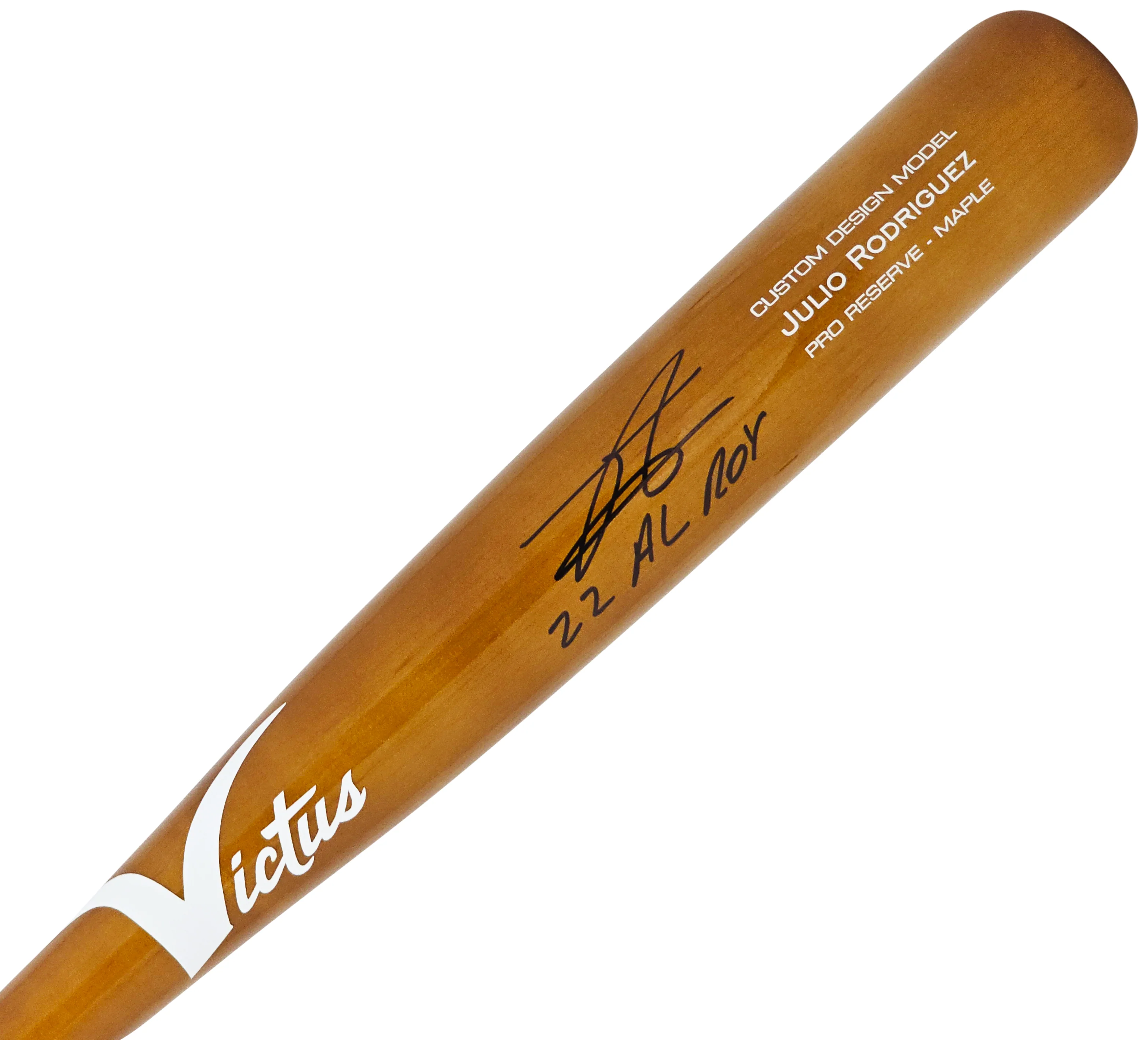 Julio Rodriguez Autographed Brown Victus Pro Reserve Maple Bat Seattle Mariners "22 AL ROY" Fanatics and MLB Holo Stock #220500 - Image 2