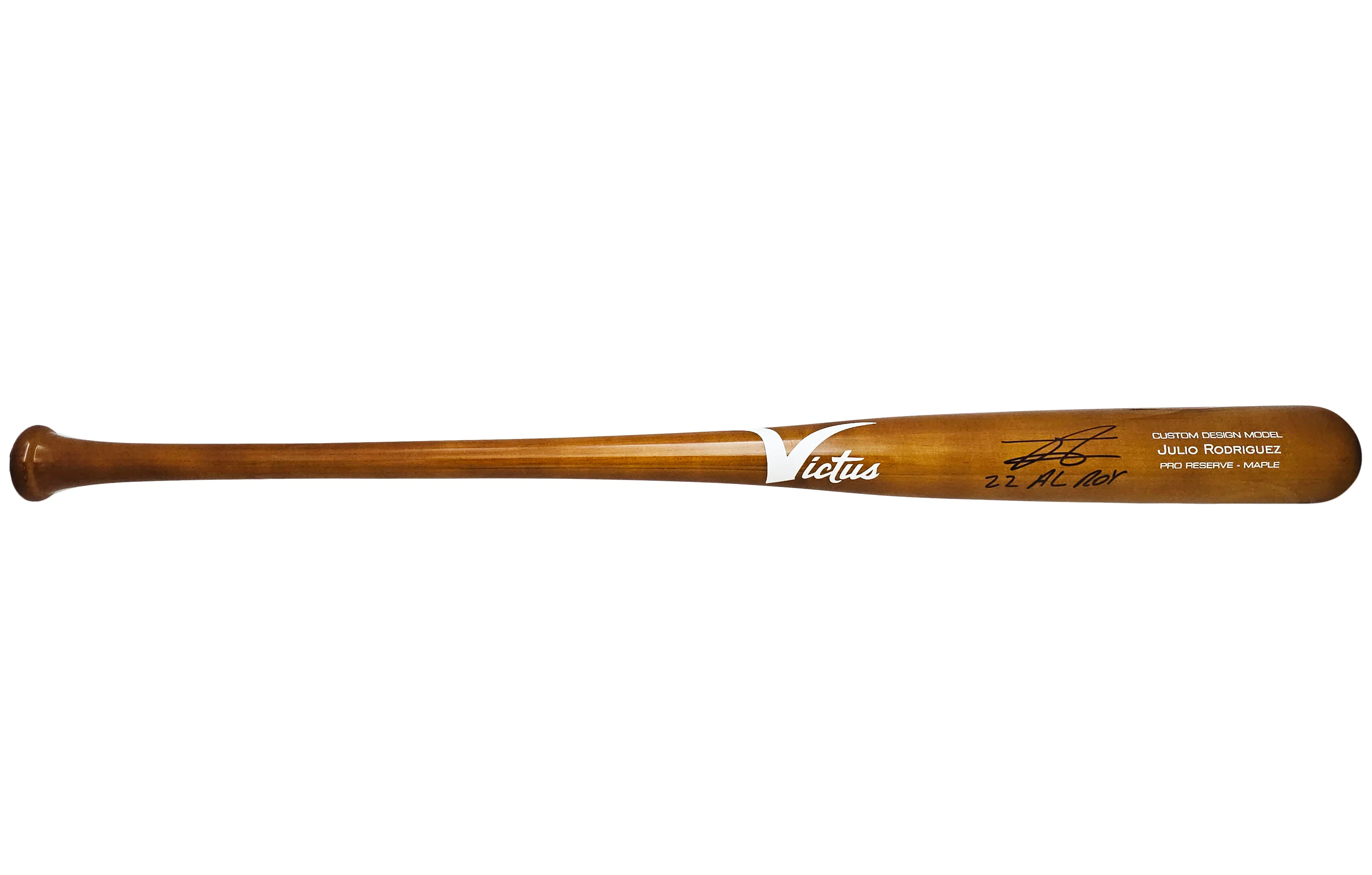 Julio Rodriguez Autographed Brown Victus Pro Reserve Maple Bat Seattle Mariners "22 AL ROY" Fanatics and MLB Holo Stock #220500 - Image 3