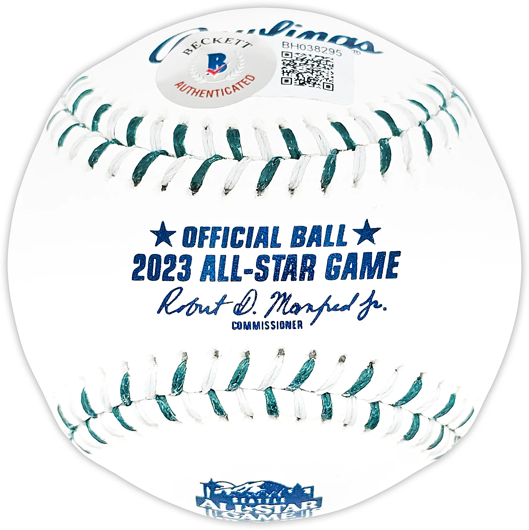 Julio Rodriguez Autographed Official 2023 All Star Game Logo MLB Game Baseball Seattle Mariners Beckett BAS QR Stock #220567 - Image 2