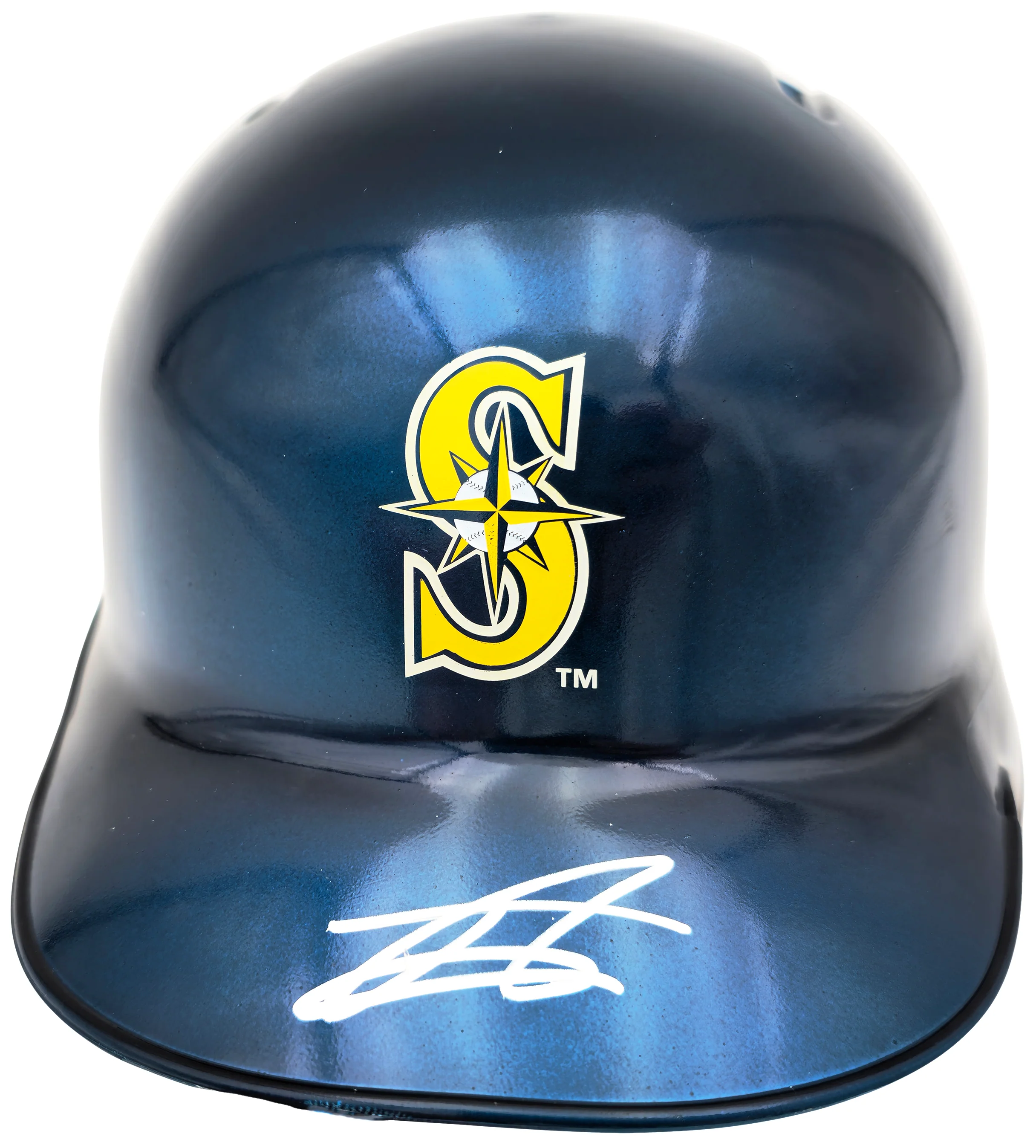 Julio Rodriguez Autographed Seattle Mariners Chrome Blue Mini Helmet Beckett BAS QR Stock #234036 - Image 2