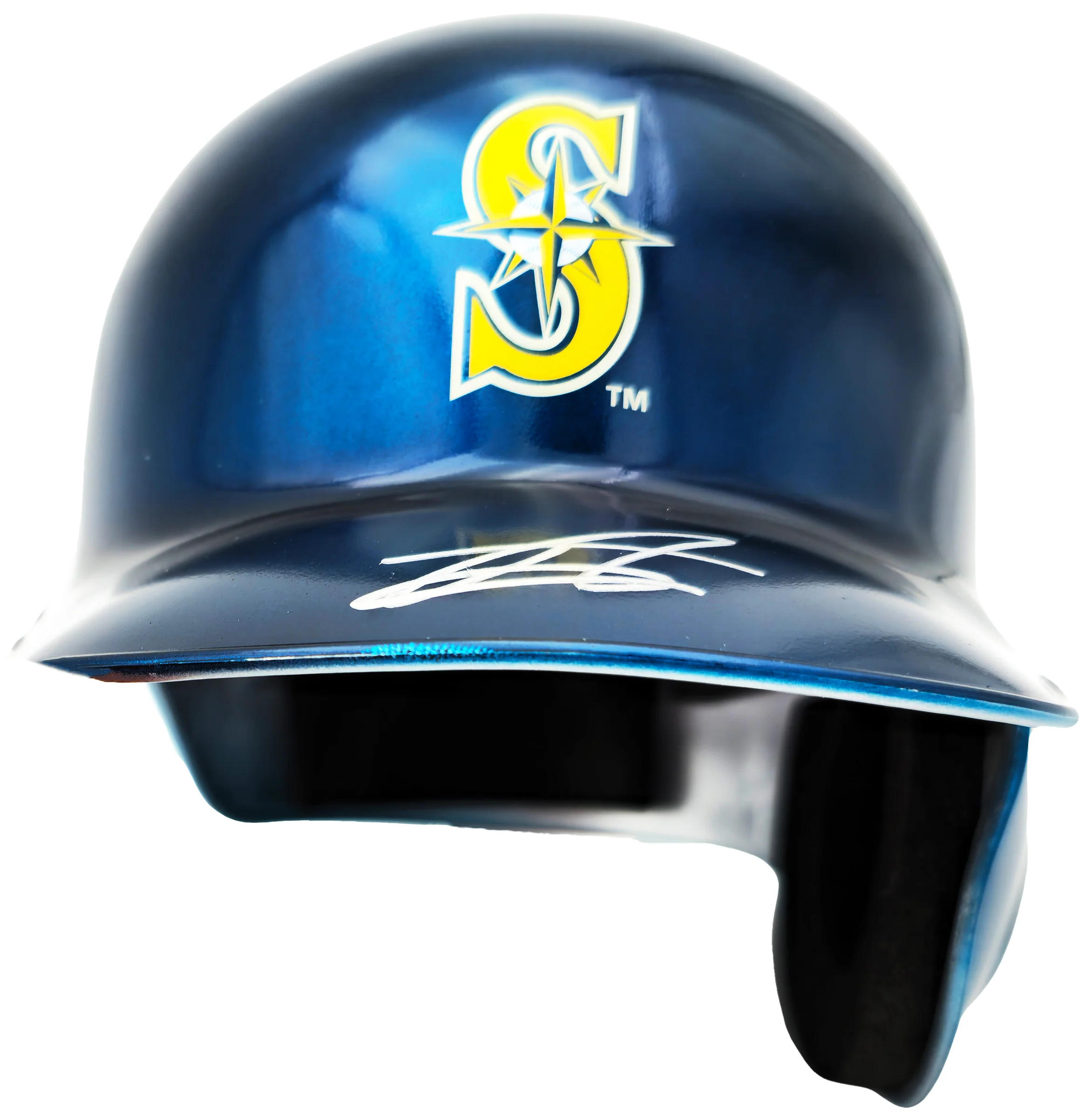 Julio Rodriguez Autographed Seattle Mariners Chrome Blue Mini Helmet Beckett BAS QR Stock #234036 - Image 3