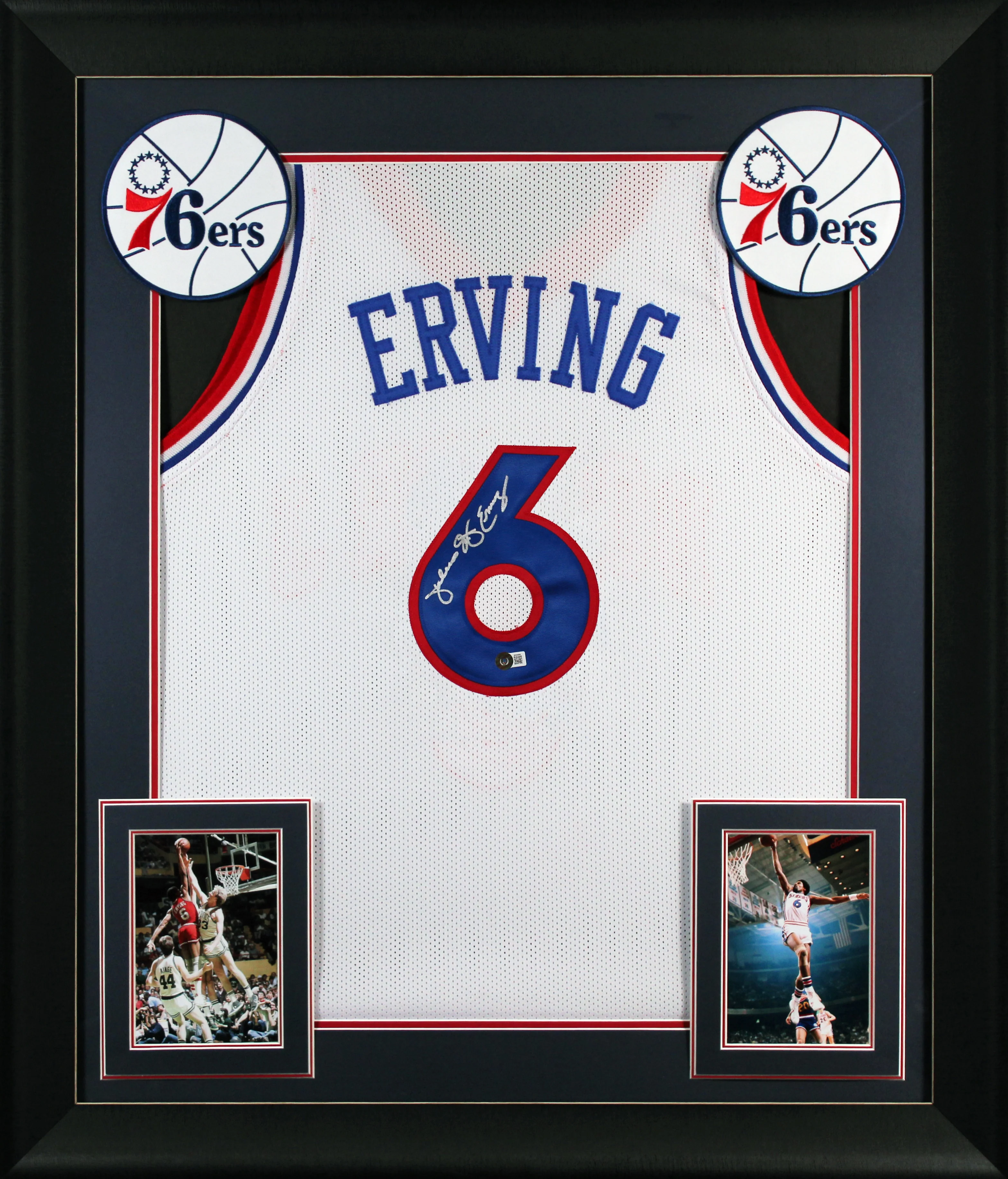 Julius "Dr. J" Erving Authentic Signed Blue Pro Style Framed Jersey BAS 2
