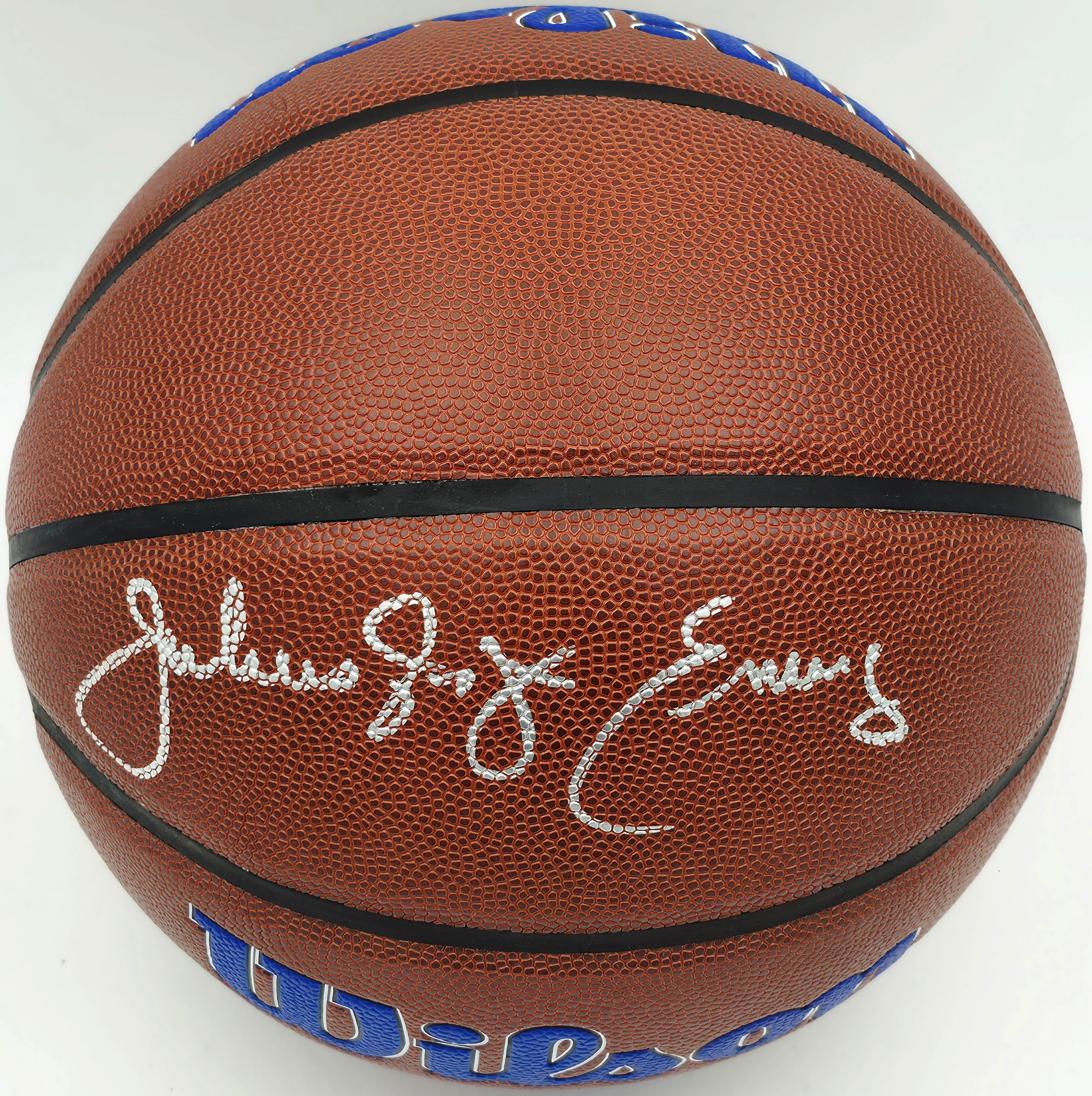 Julius "Dr. J" Erving Autographed Composite Leather Philadelphia 76ers Logo Basketball Beckett BAS Witness Stock #253709 - Image 4