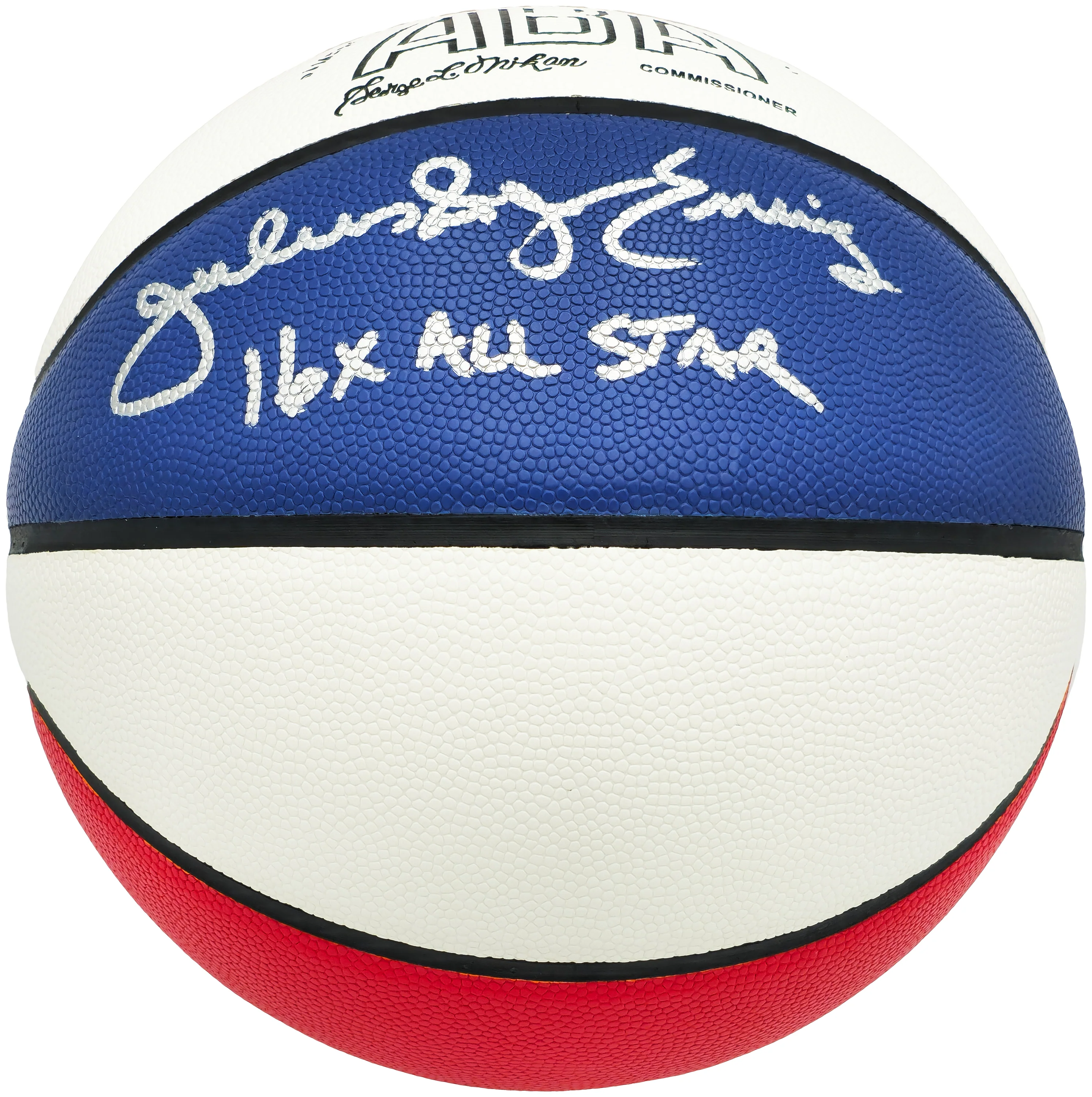Julius "Dr. J" Erving Autographed Official ABA Logo Red, White & Blue Basketball New Jersey Nets "16x All Star" Beckett BAS Witness Stock #230290 - Image 5