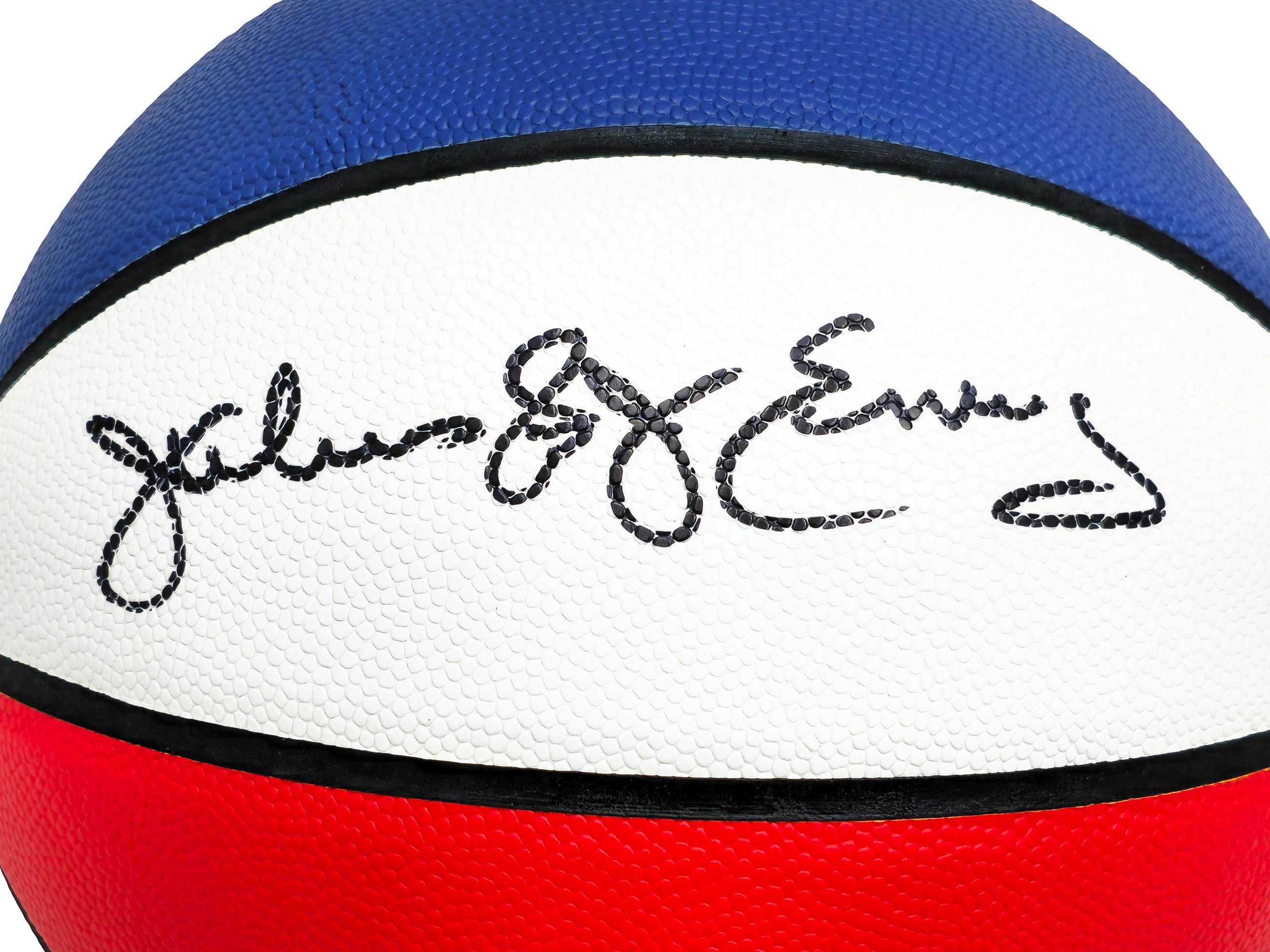 Julius "Dr. J" Erving Autographed Red, White & Blue ABA Logo Basketball New Jersey Nets Beckett BAS Witness Stock #222789 - Image 2