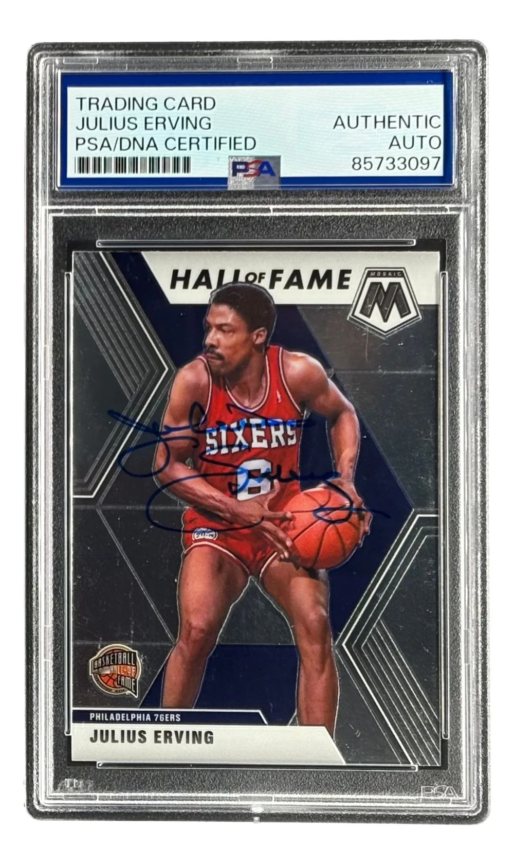 Julius Erving Signed 2019/20 Panini Prizm #288 76ers Trading Card PSA/DNA