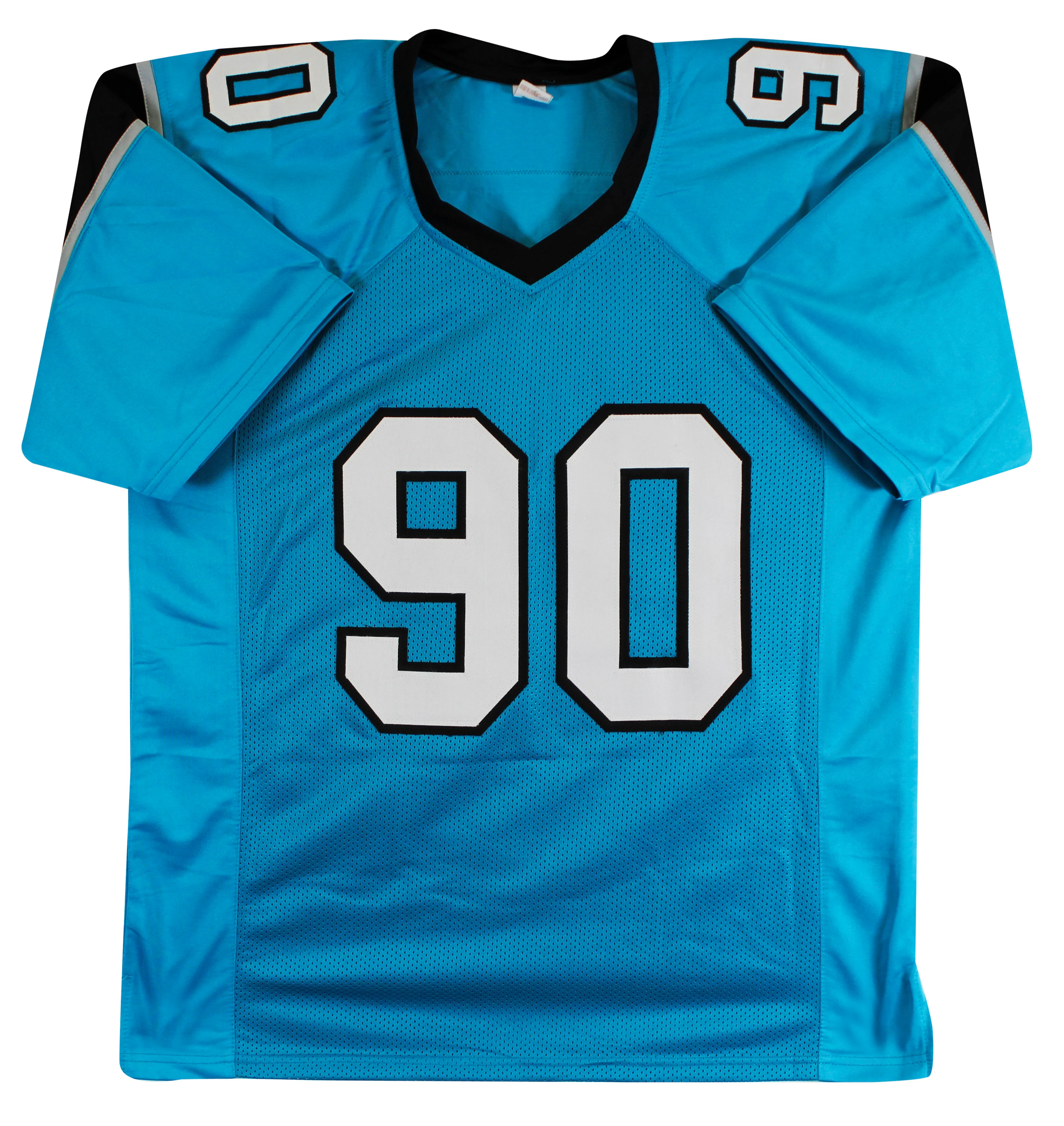 Julius Peppers "HOF 2024, 2002 DROY" Signed Teal Pro Style Jersey BAS Witnessed - Image 4