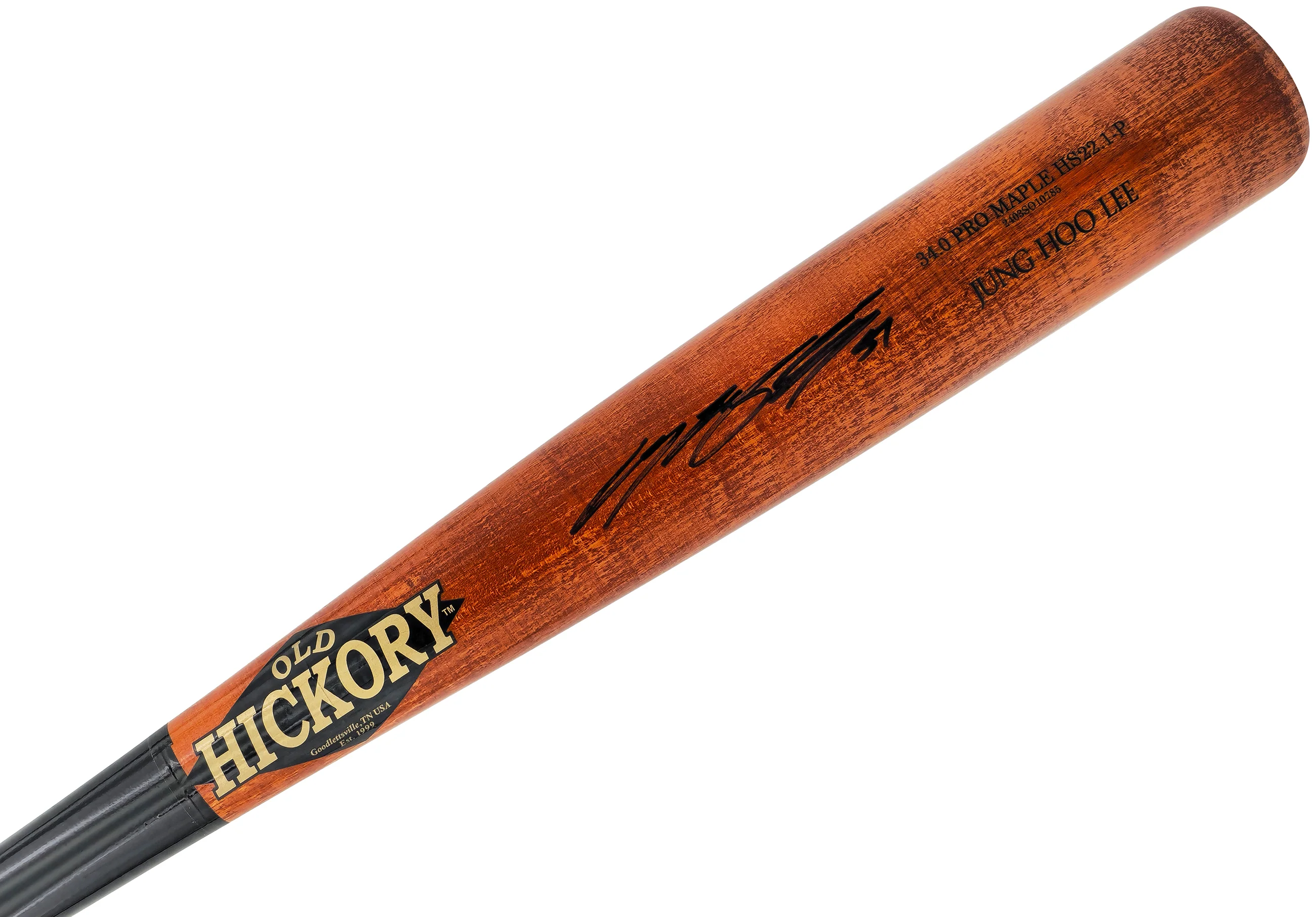 Jung Hoo Lee Autographed Orange & Black Old Hickory Player Model Baseball Bat San Francisco Giants Beckett BAS Witness Stock #227302 - Image 2