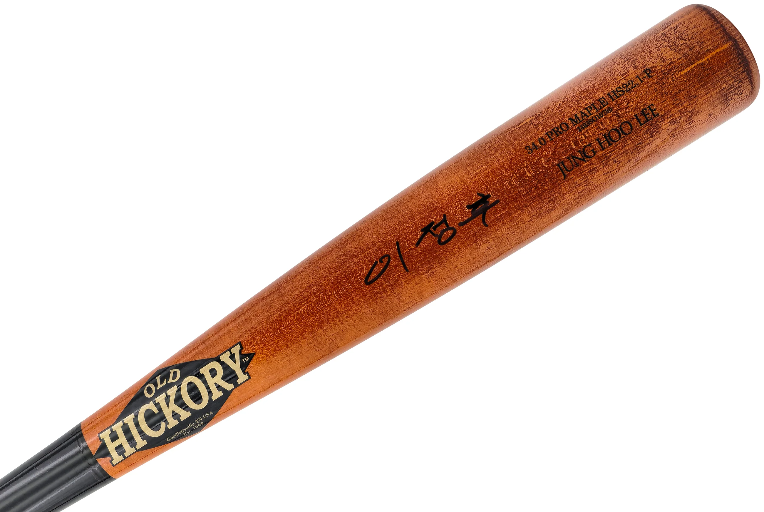 Jung Hoo Lee Autographed Orange & Black Old Hickory Player Model Baseball Bat San Francisco Giants Signed In Korean Beckett BAS Witness Stock #227305 - Image 2