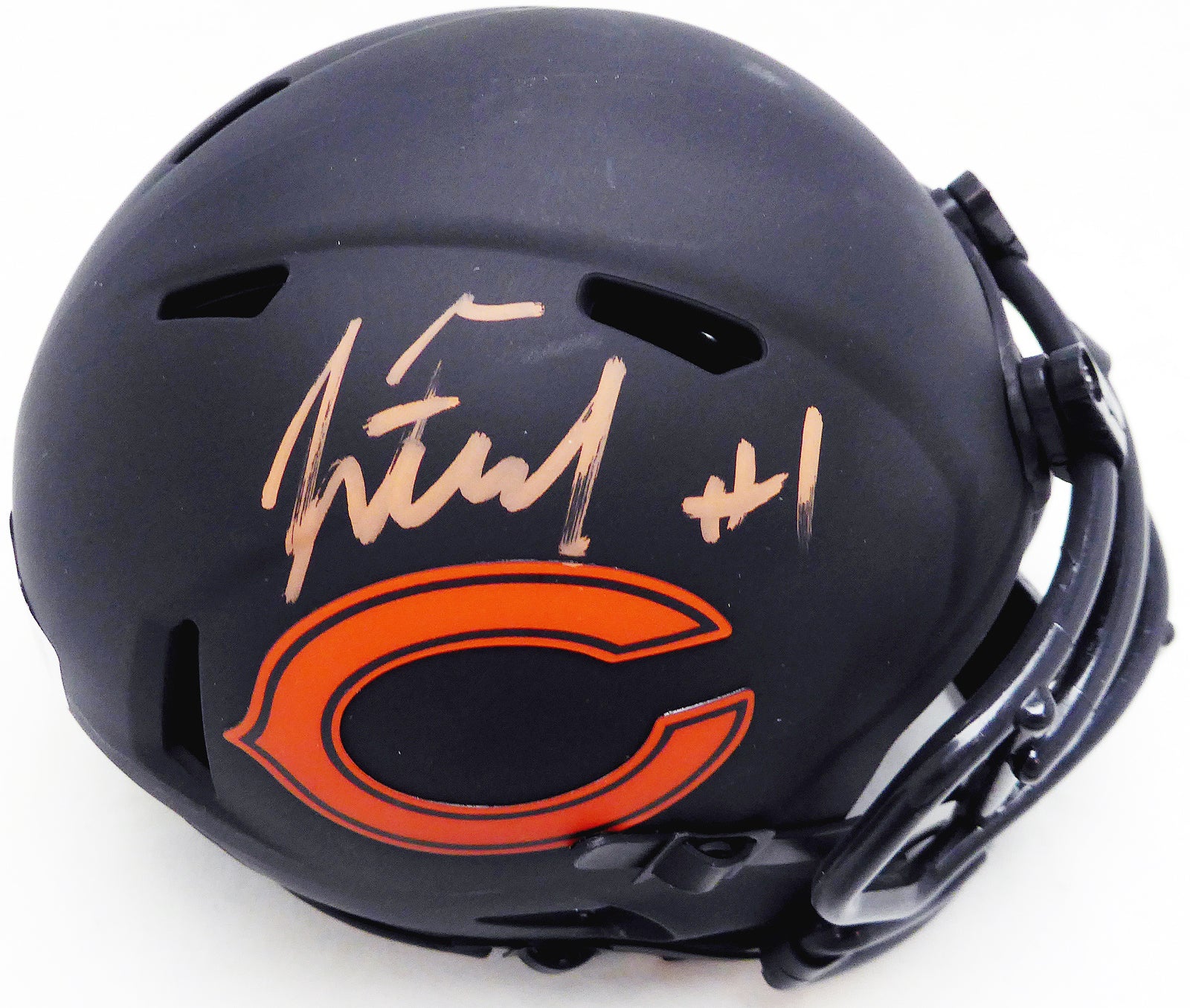 Justin Fields Autographed Chicago Bears Eclipse Black Speed Mini Helmet Beckett BAS QR #BK69299 - Image 2
