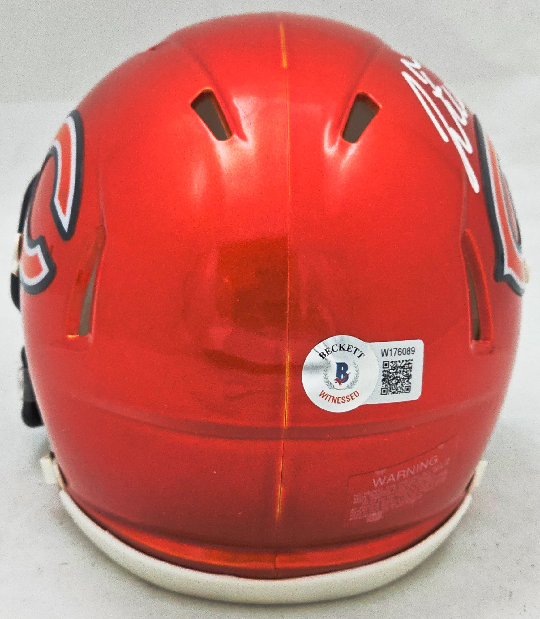 Justin Fields Autographed Chicago Bears Flash Orange Speed Mini Helmet Beckett BAS Witness Stock #220592 - Image 4