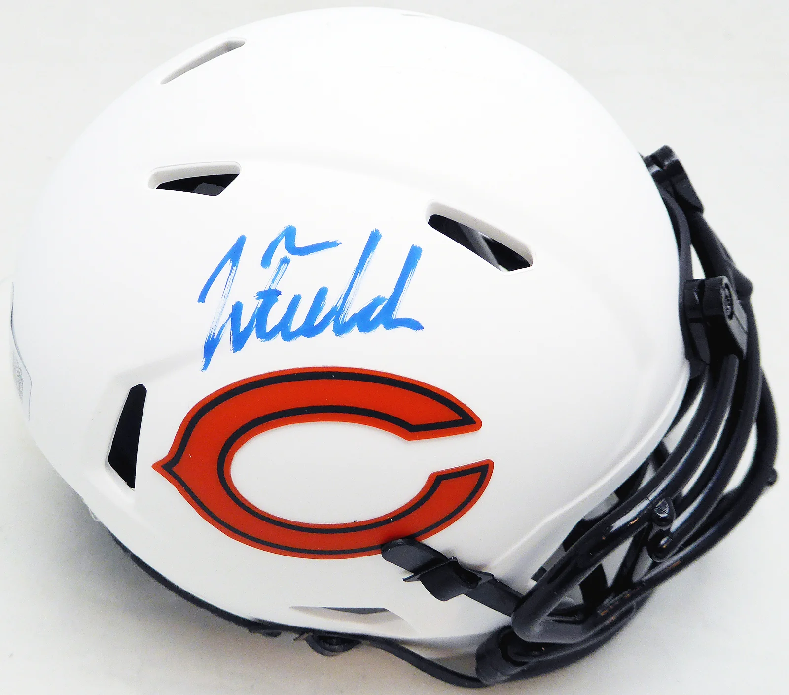 Justin Fields Autographed Chicago Bears Lunar Eclipse White Speed Mini Helmet Beckett BAS QR #BK69249 - Image 2