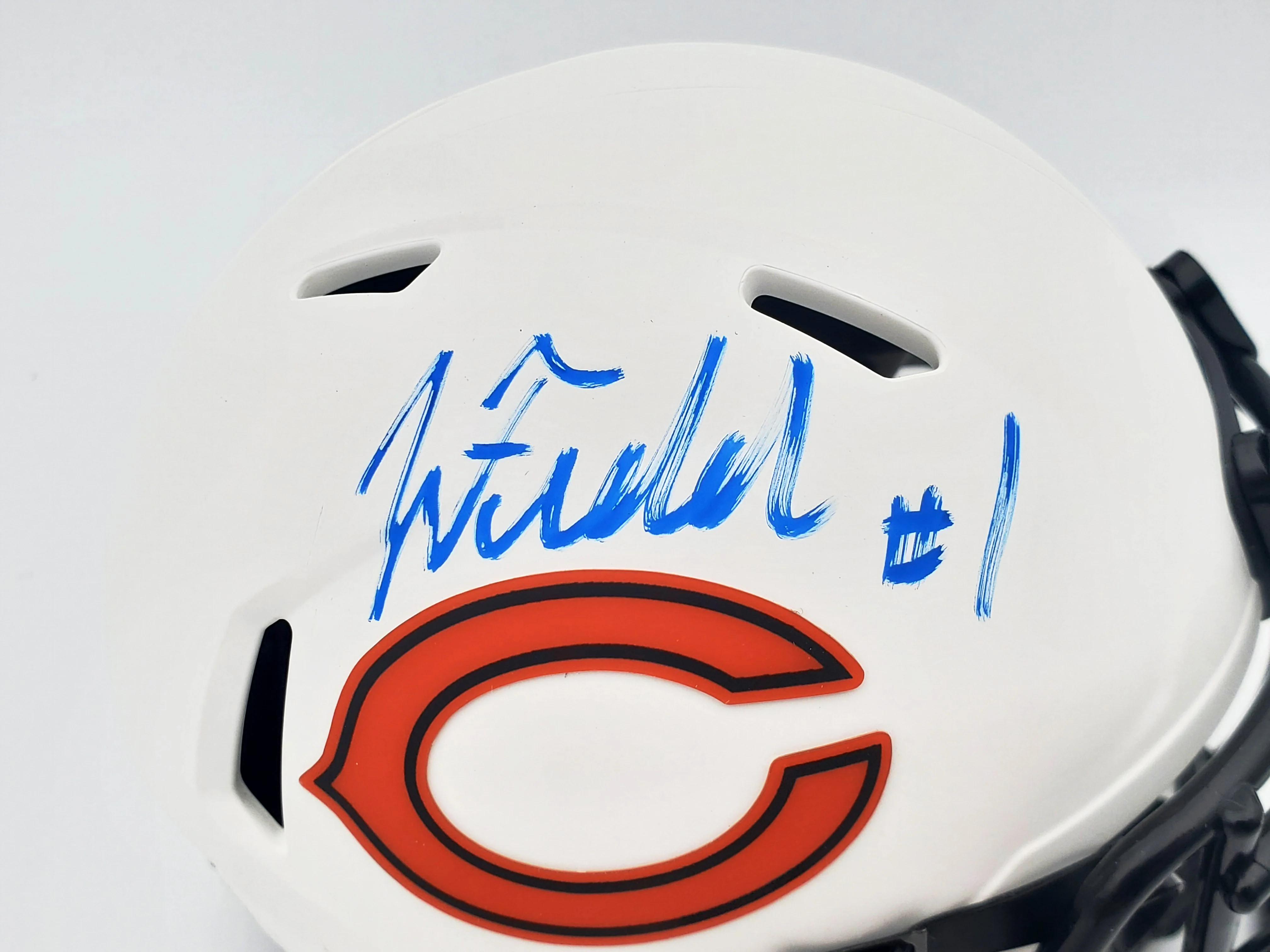 Justin Fields Autographed Chicago Bears Lunar Eclipse White Speed Mini Helmet Beckett BAS QR #WL62751 - Image 2