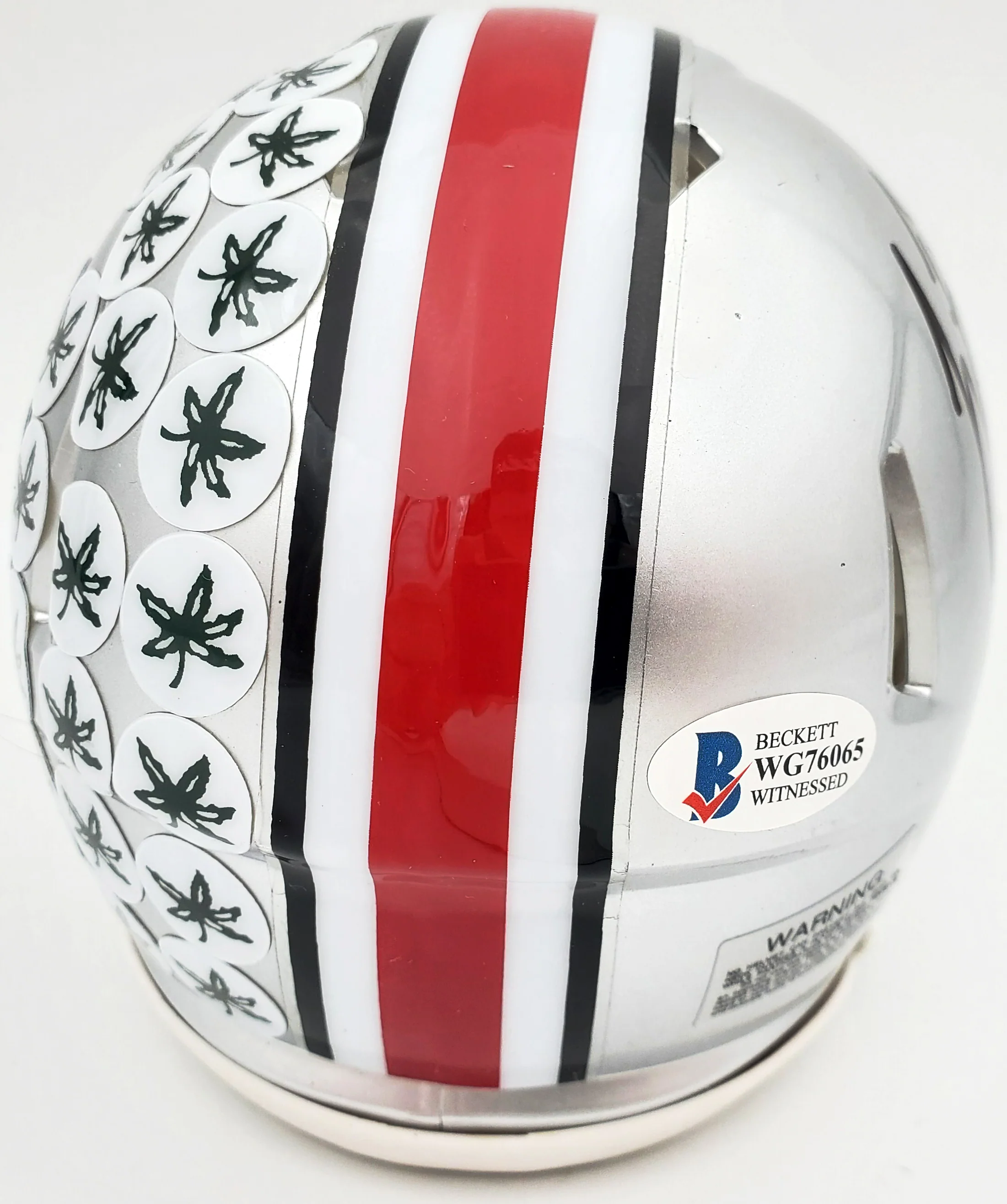 Justin Fields Autographed Ohio State Buckeyes Silver Speed Mini Helmet Beckett BAS Stock #189797 - Image 3
