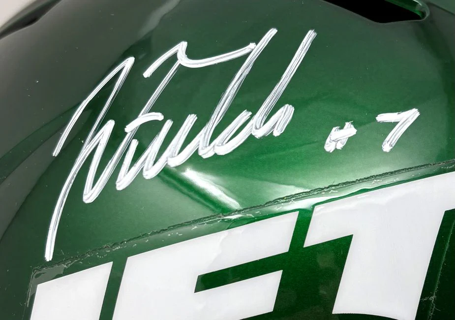 Justin Fields Signed New York Jets Full Size Replica Speed Helmet BAS - Image 2