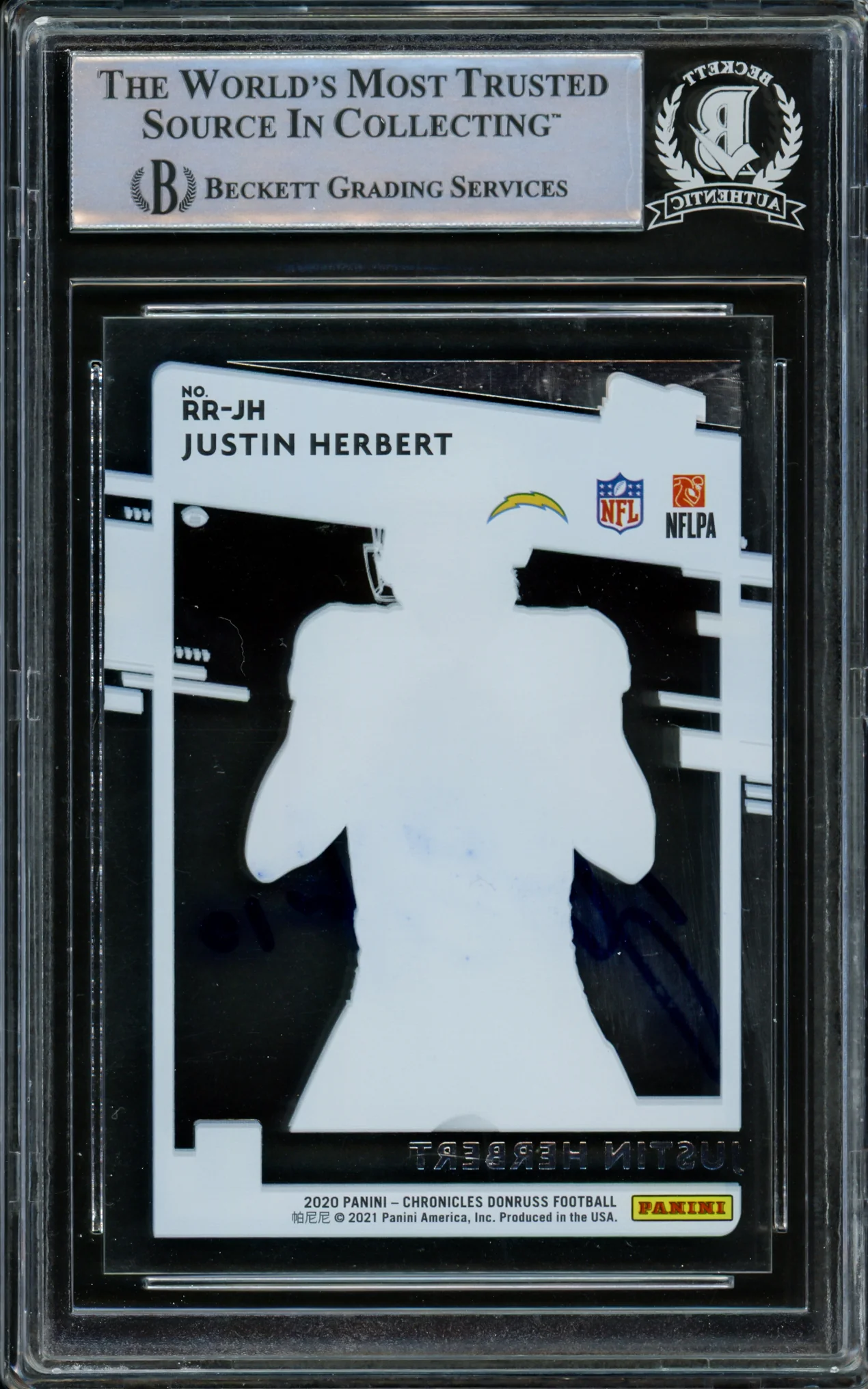 Justin Herbert Autographed 2020 Donruss Clearly Rated Rookie Card #RR-JH Los Angeles Chargers Beckett BAS #14231491 - Image 4