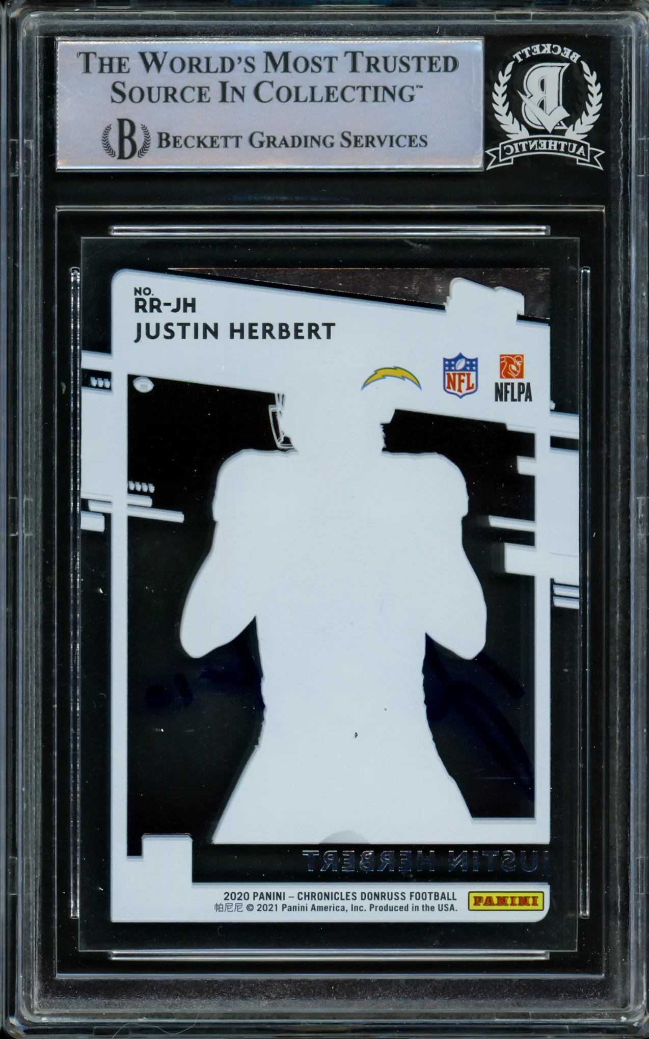Justin Herbert Autographed 2020 Donruss Clearly Rated Rookie Card #RR-JH Los Angeles Chargers Beckett BAS #14231493 - Image 4