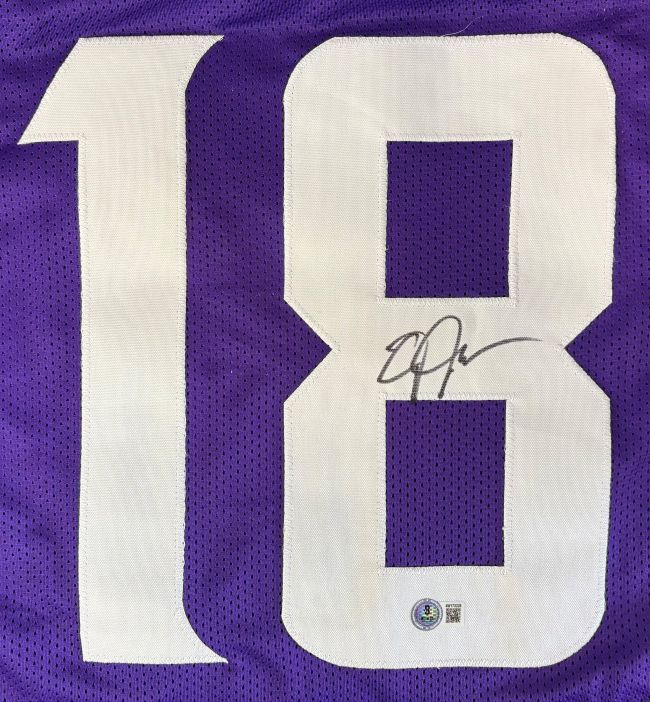 Justin Jefferson Minnesota Signed Purple Football Jersey BAS - Image 2