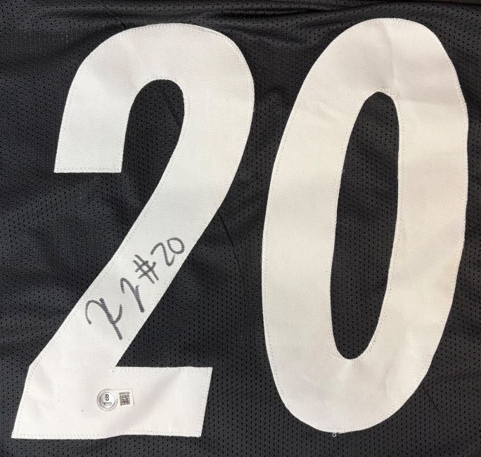 Kaleb Johnson Pittsburgh Signed Black Football Jersey BAS - Image 3