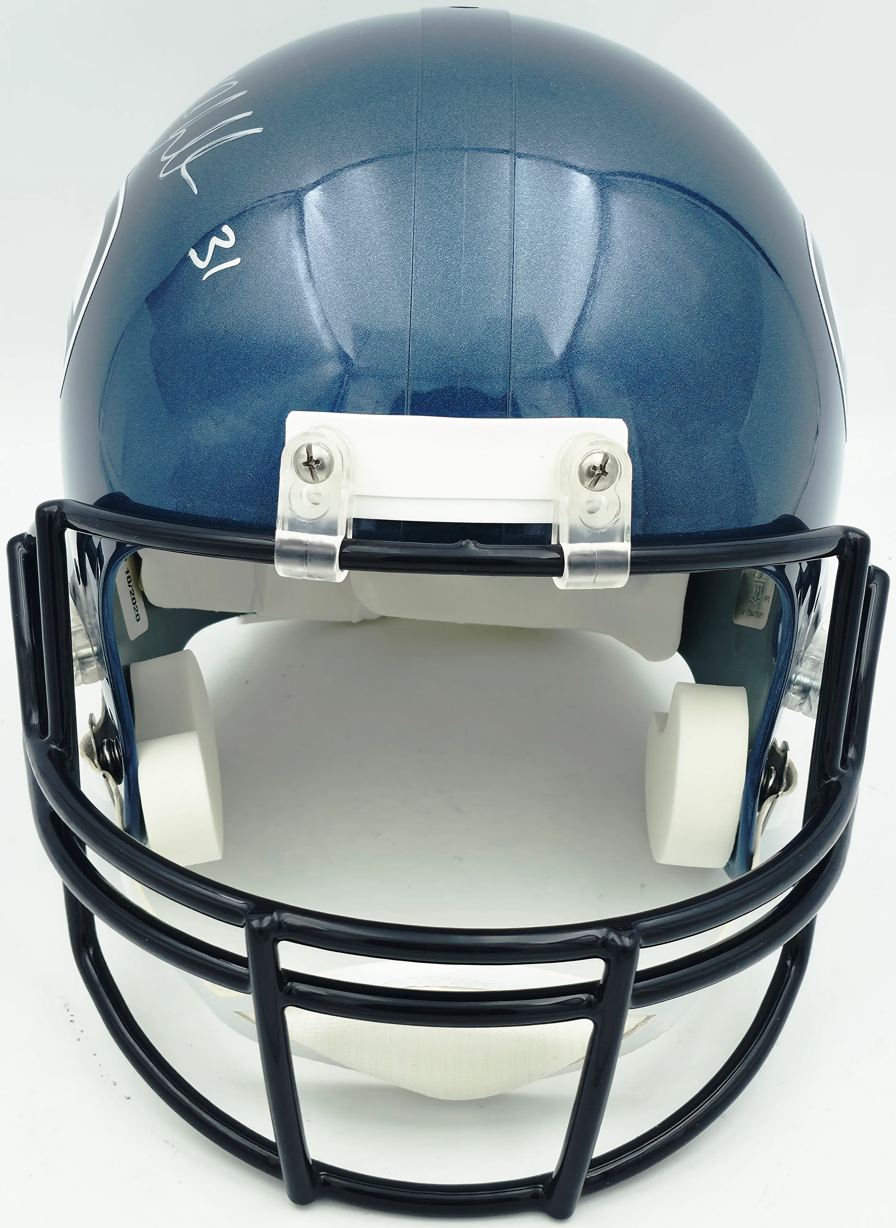 Kam Chancellor Autographed Seattle Seahawks Blue 2002-2011 Throwback Full Size VSR4 Replica Helmet Beckett BAS Witness Stock #258289 - Image 3