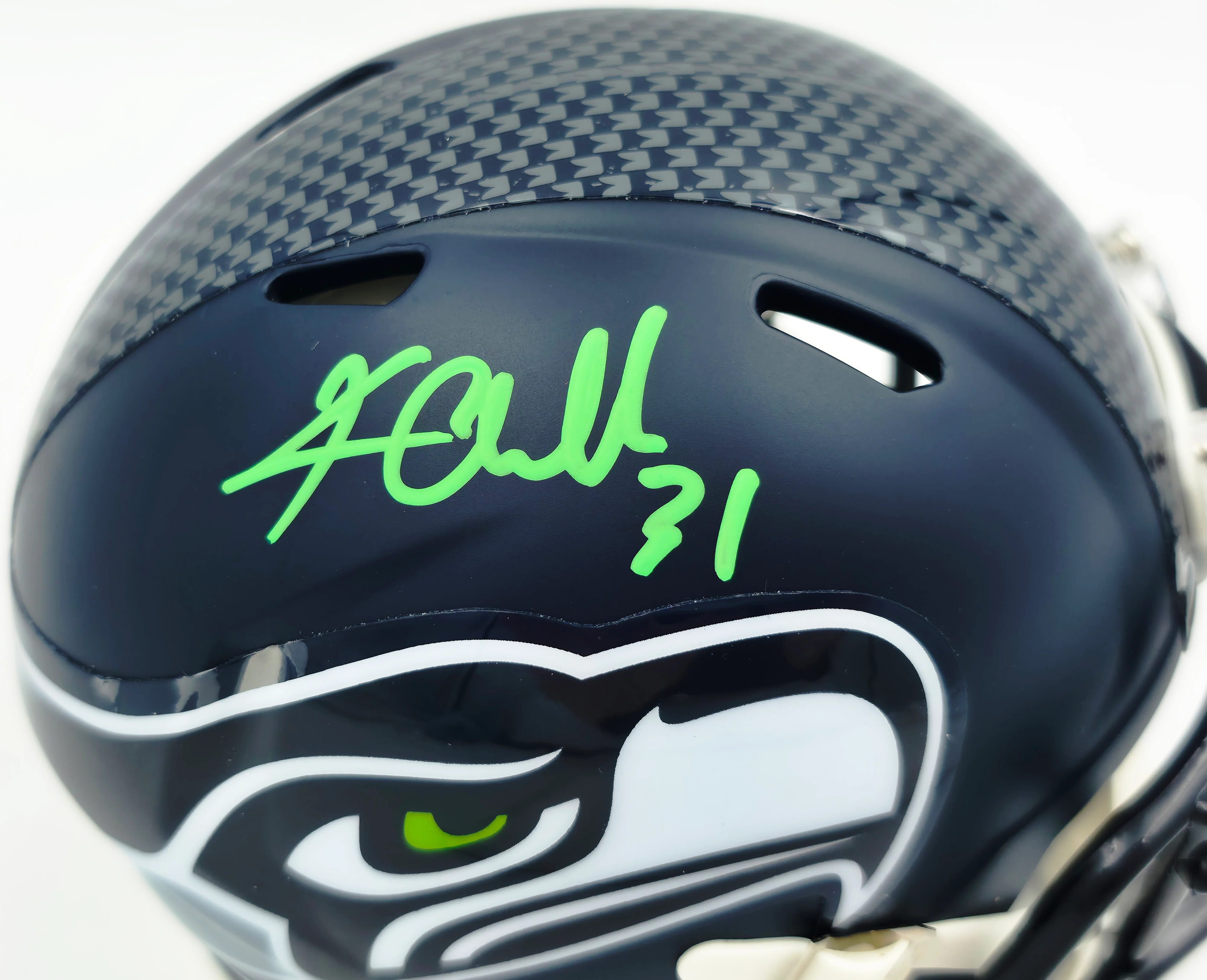 Kam Chancellor Autographed Seattle Seahawks Blue Speed Mini Helmet Beckett BAS Witness Stock #259855 - Image 2