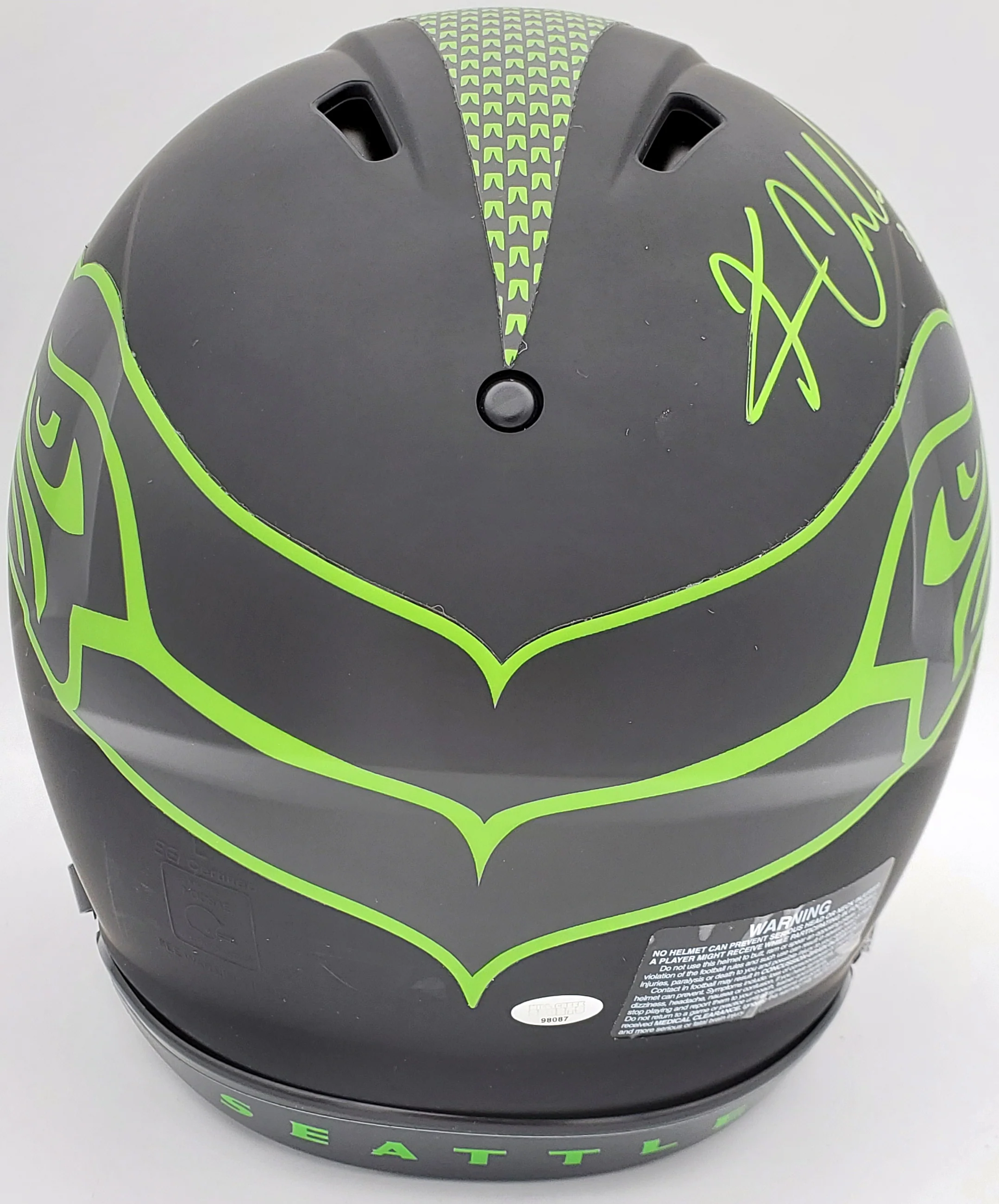 Kam Chancellor Autographed Seattle Seahawks Eclipse Black Full Size Authentic Speed Helmet "SB Champs" MCS Holo Stock #197180 - Image 4