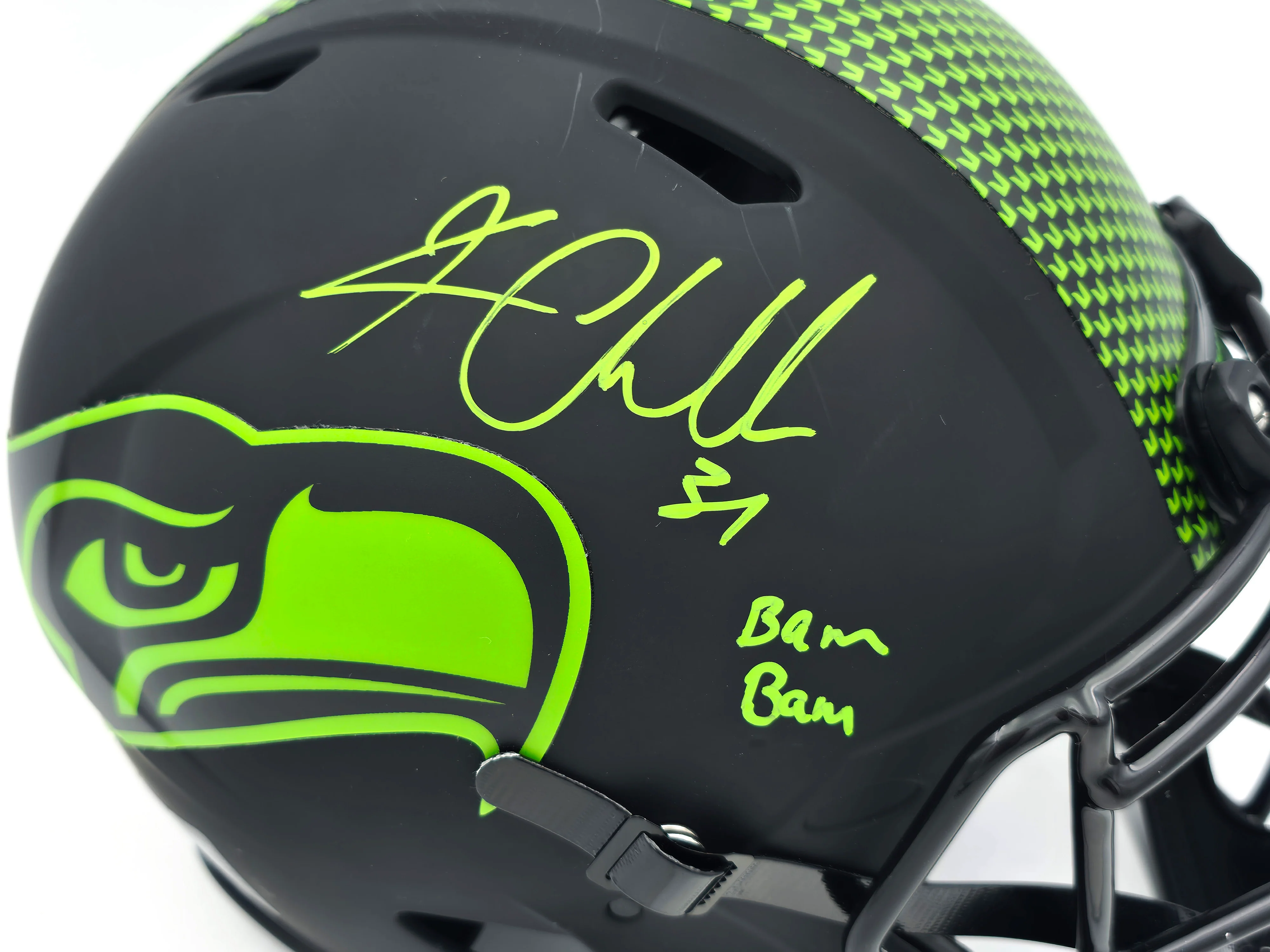 Kam Chancellor Autographed Seattle Seahawks Eclipse Black Full Size Speed Authentic Helmet "Bam Bam" Beckett BAS Witness Stock #258292 - Image 2