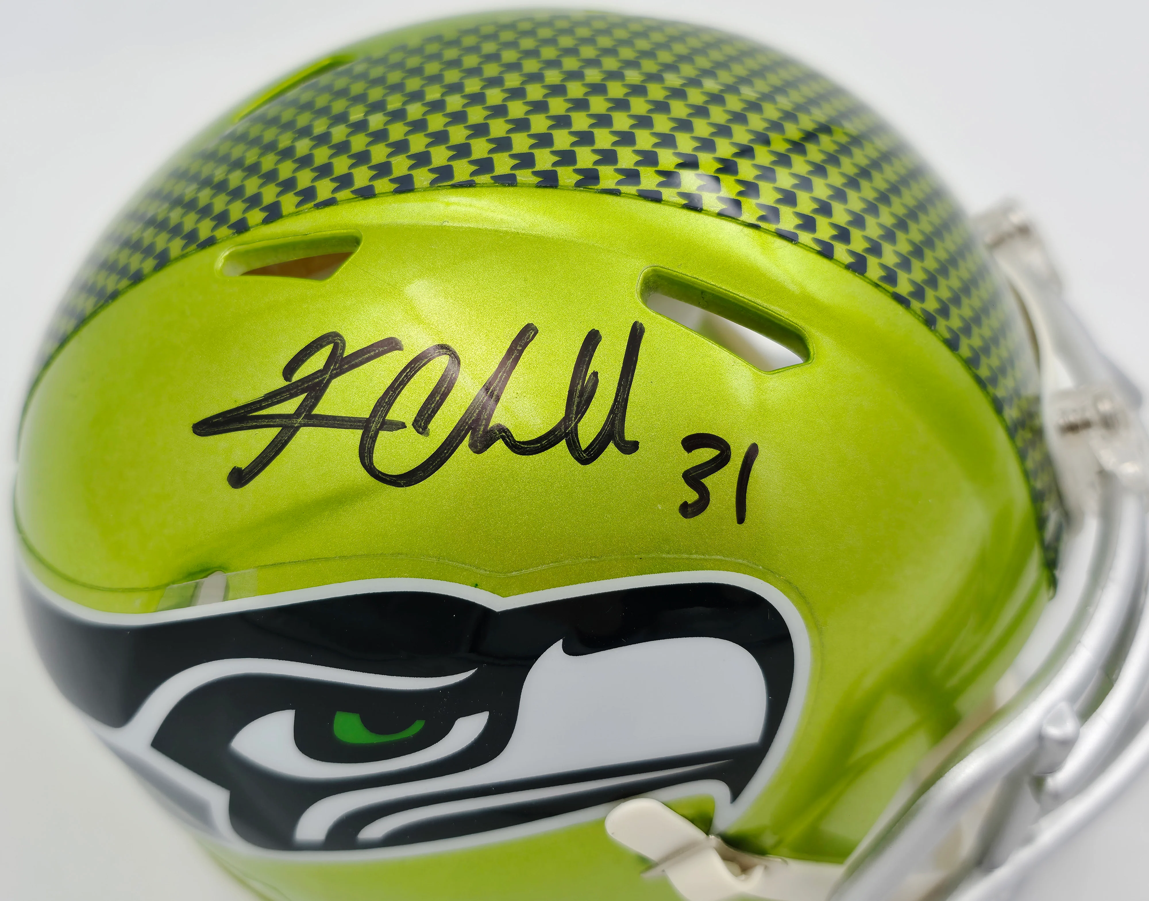 Kam Chancellor Autographed Seattle Seahawks Flash Green Speed Mini Helmet Beckett BAS Witness Stock #259853 - Image 2