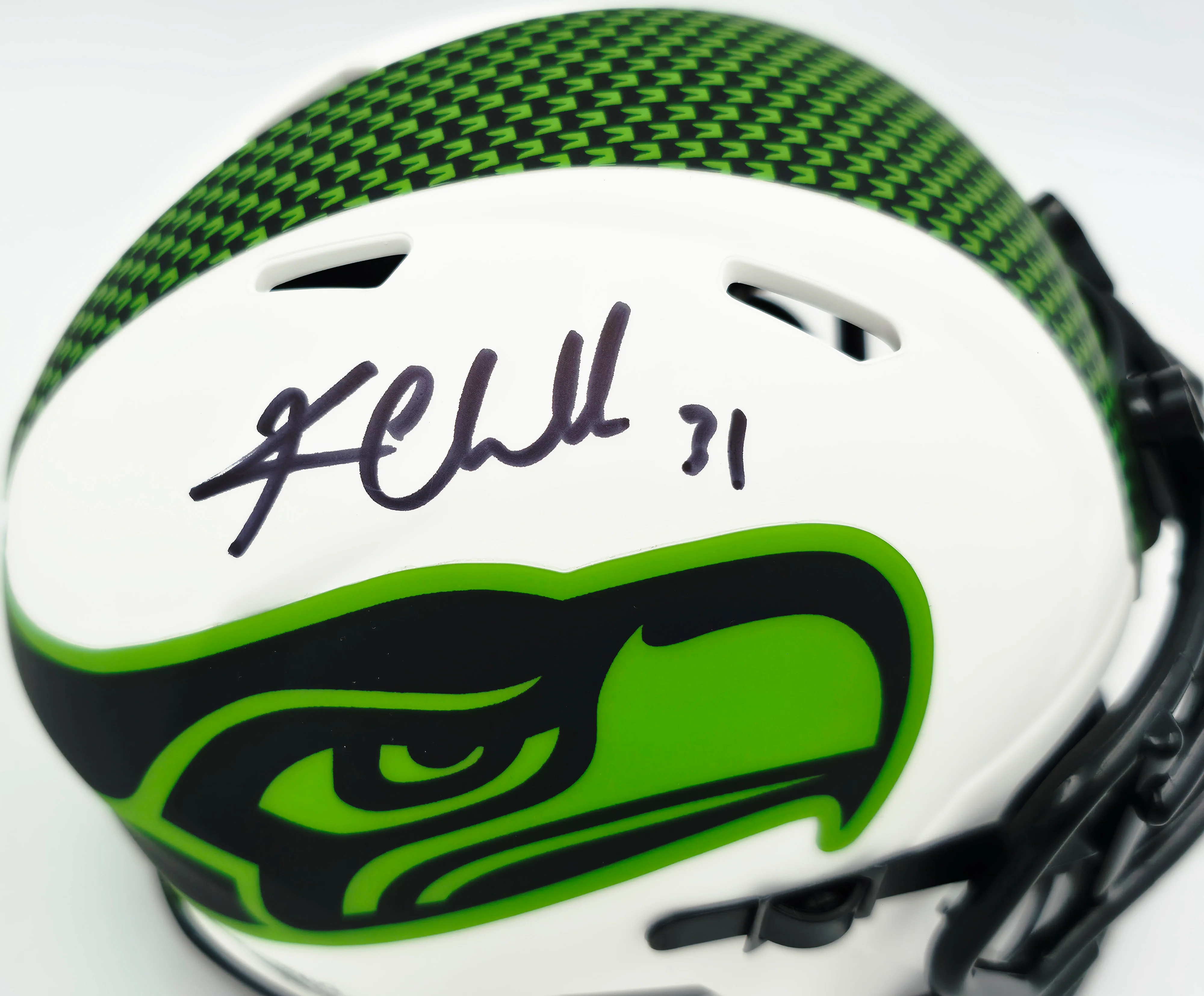 Kam Chancellor Autographed Seattle Seahawks Lunar Eclipse White Speed Mini Helmet Beckett BAS Witness Stock #259856 - Image 2