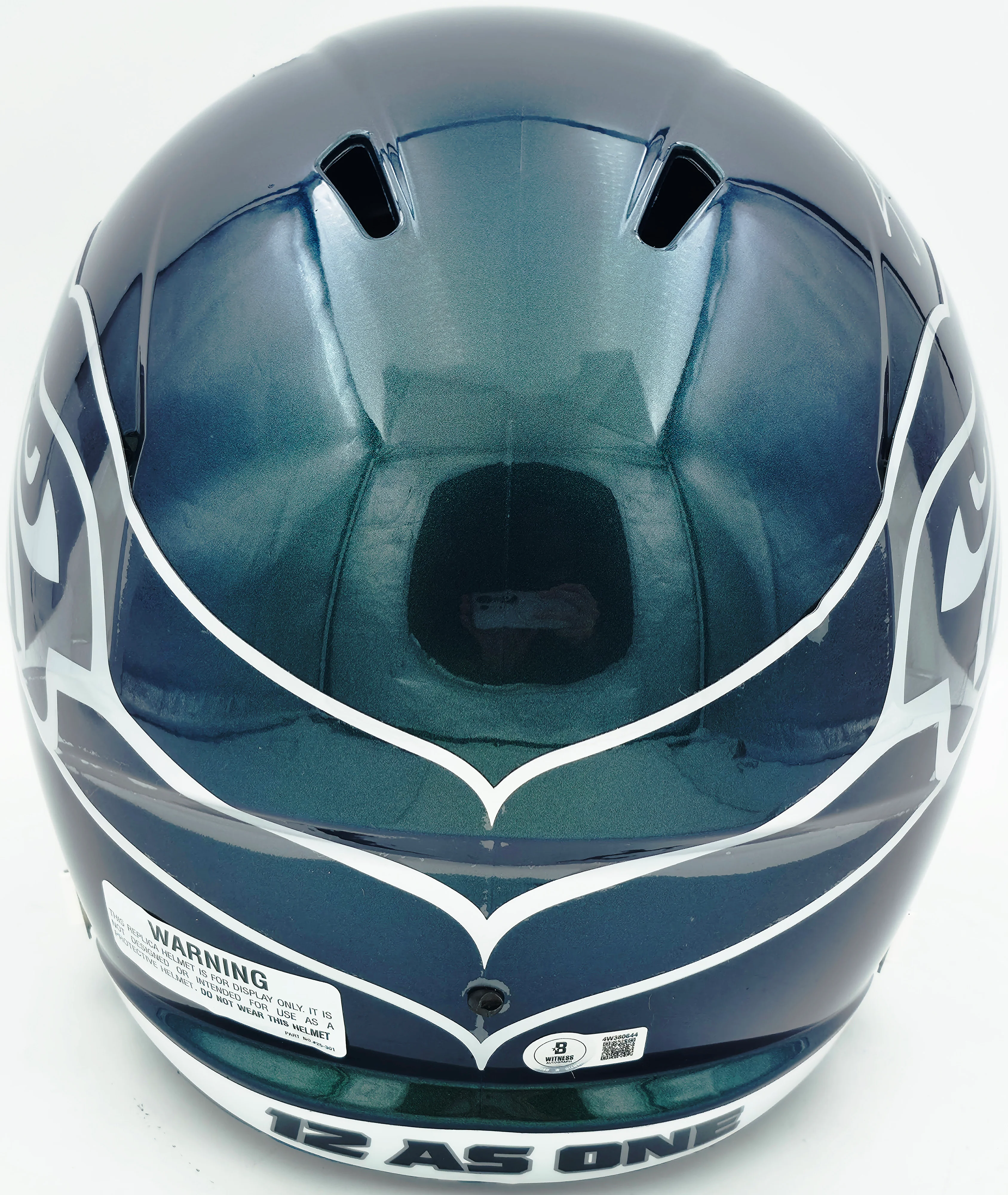 Kam Chancellor Autographed Seattle Seahawks Metallic Green Rivalries Full Size Speed Replica Helmet Beckett BAS Witness Stock #258291 - Image 4