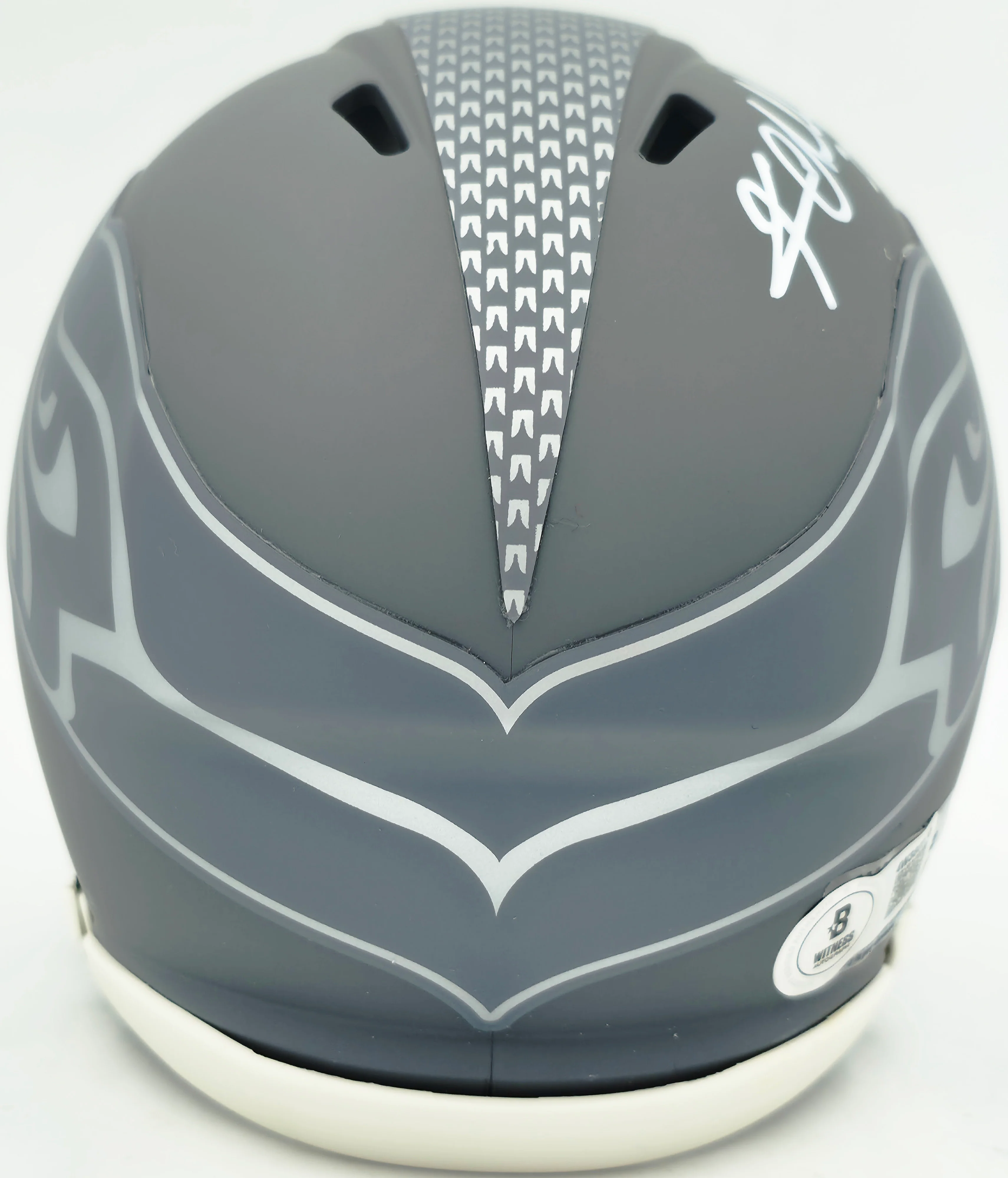 Kam Chancellor Autographed Seattle Seahawks Slate Silver Speed Mini Helmet Beckett BAS Witness Stock #259854 - Image 4