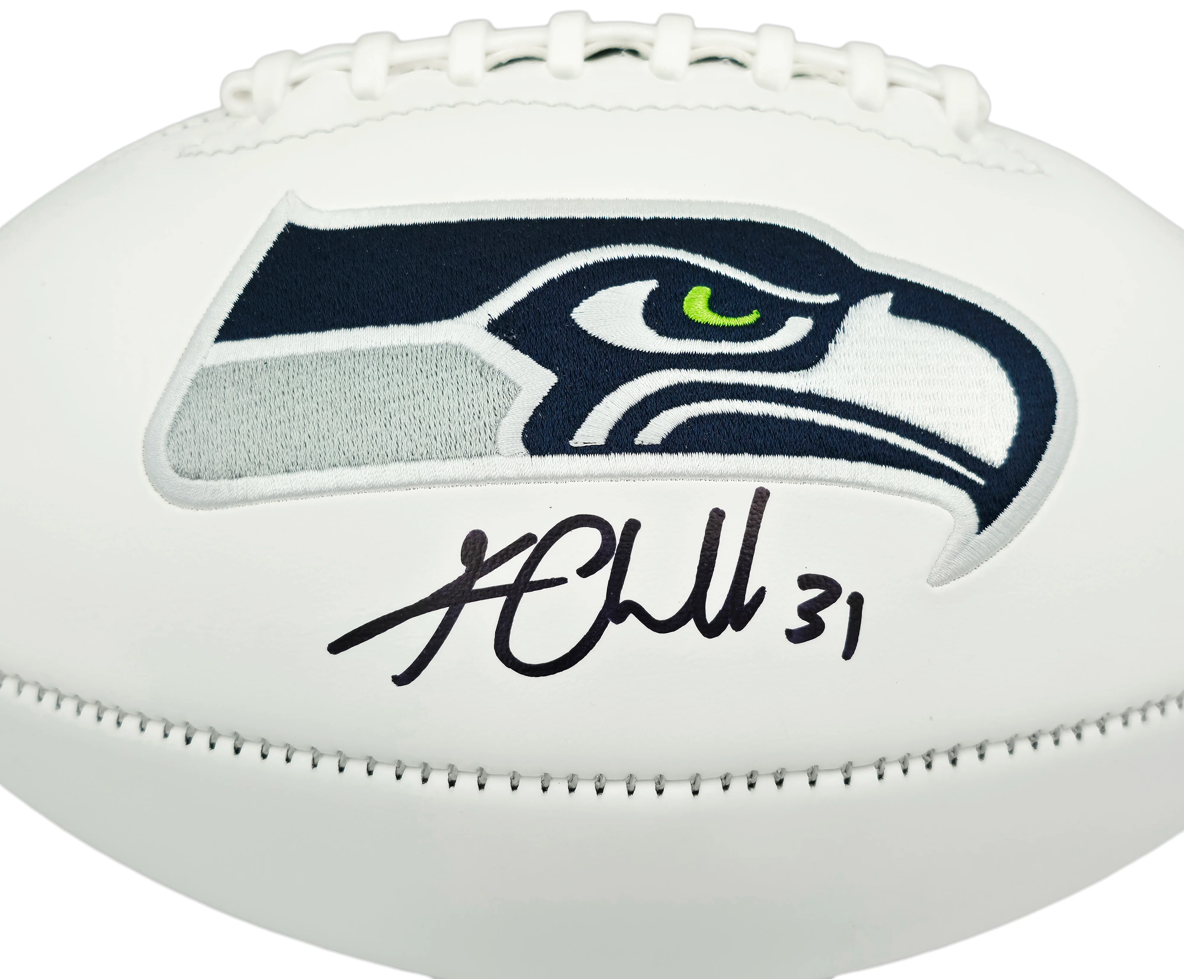 Kam Chancellor Autographed White Seattle Seahawks Logo Football Beckett BAS Witness Stock #259858 - Image 3