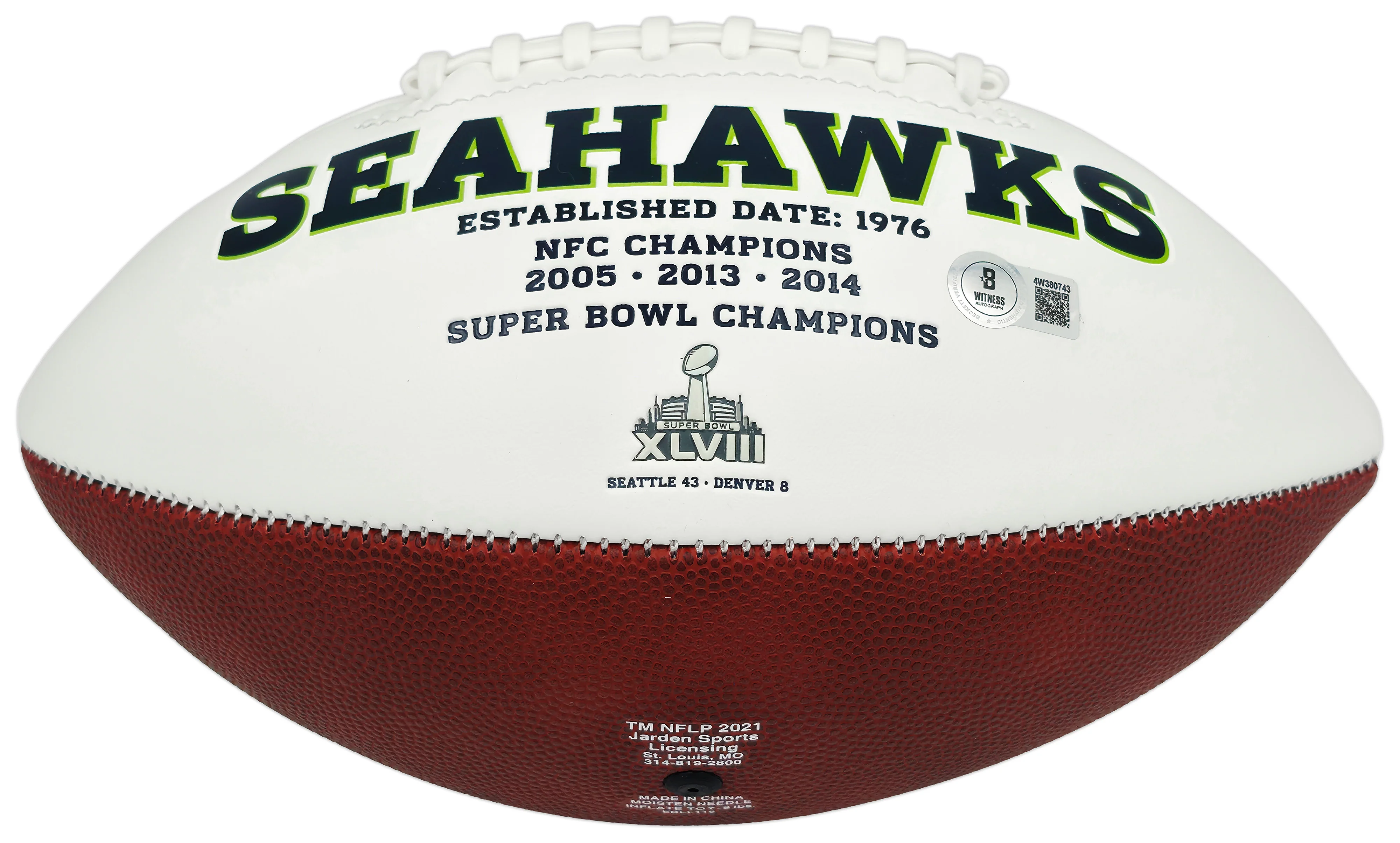 Kam Chancellor Autographed White Seattle Seahawks Logo Football Beckett BAS Witness Stock #259858 - Image 4
