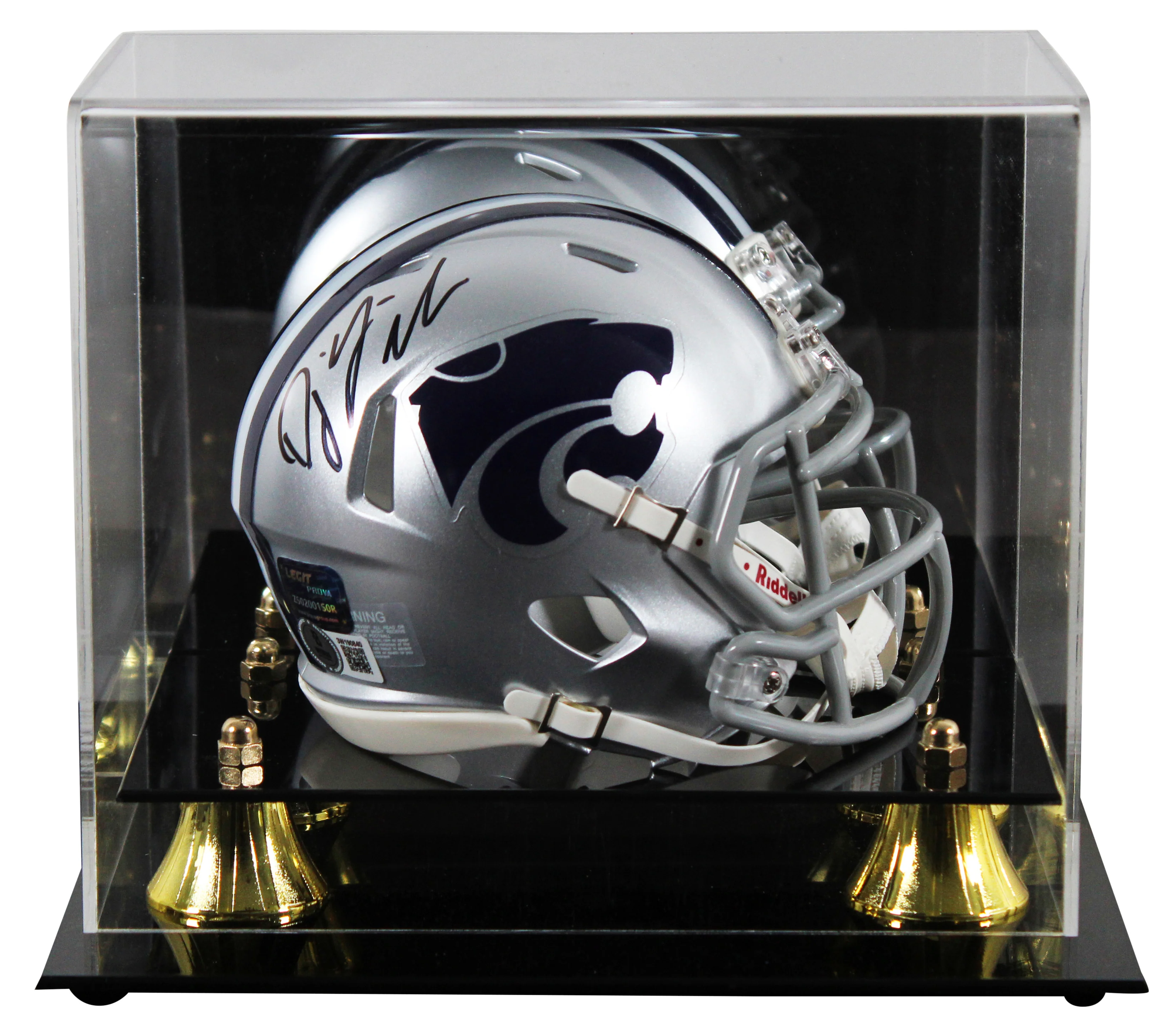 Kansas State D.J. Giddens Authentic Signed Speed Mini Helmet W/ Case BAS Witness - Image 2