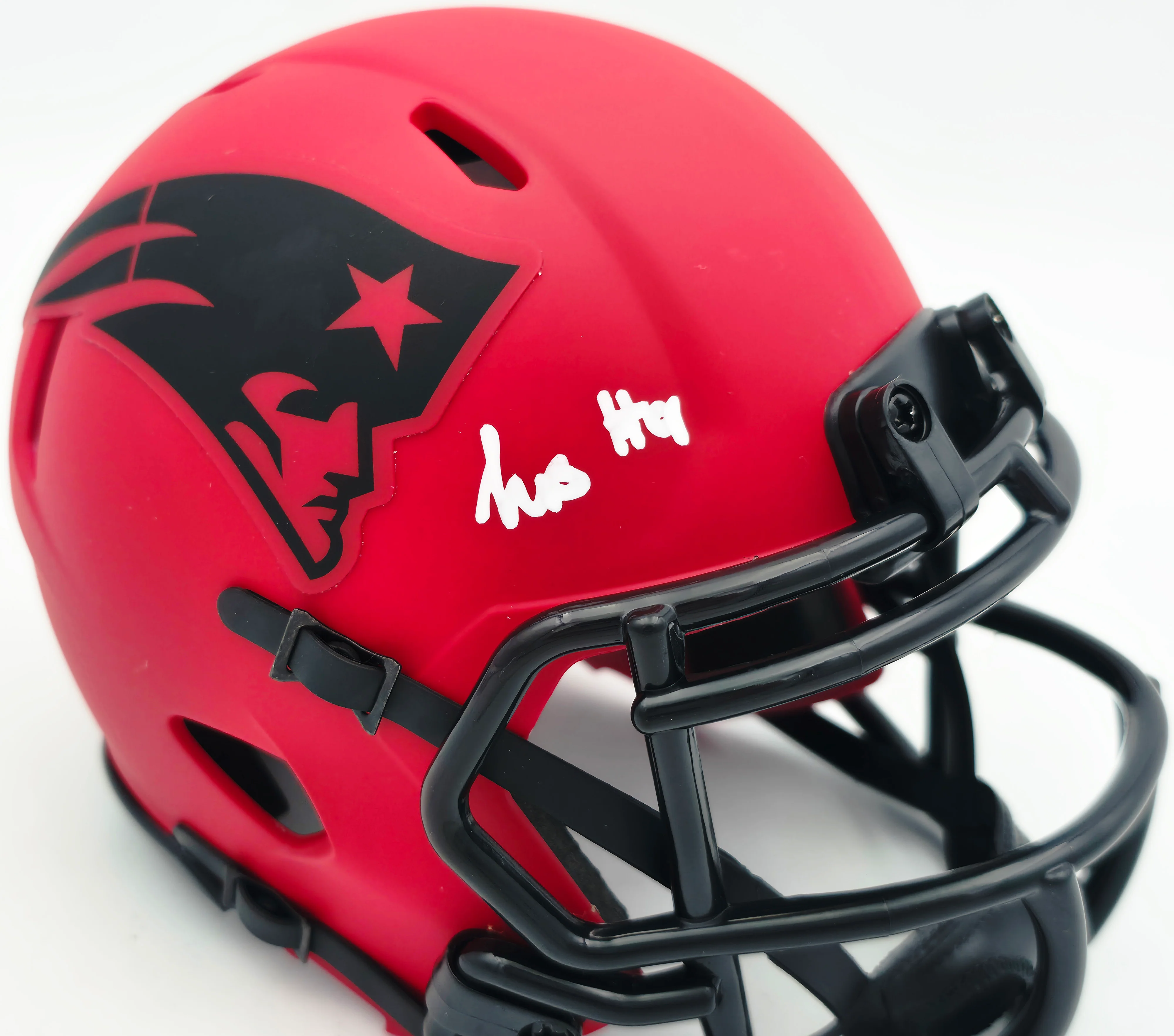Kayshon Boutte Autographed New England Patriots Rave Red Speed Mini Helmet Beckett BAS Witness Stock #256985 - Image 2