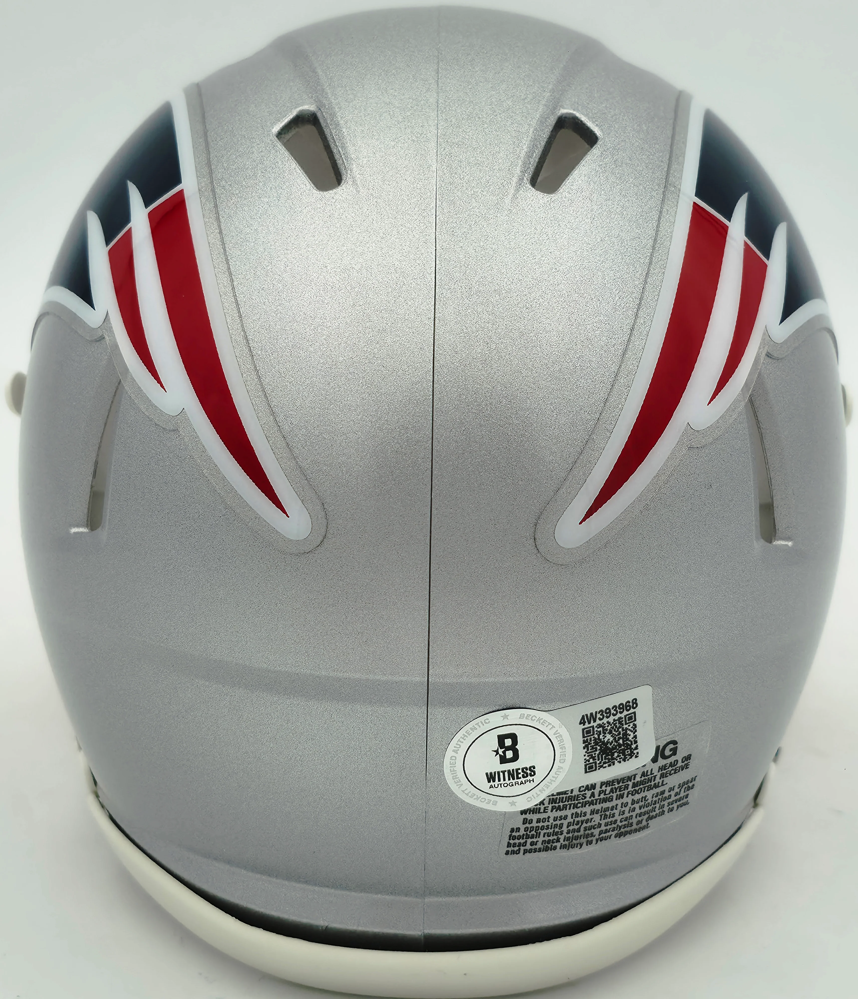 Kayshon Boutte Autographed New England Patriots Silver Speed Mini Helmet Beckett BAS Witness Stock #256984 - Image 4