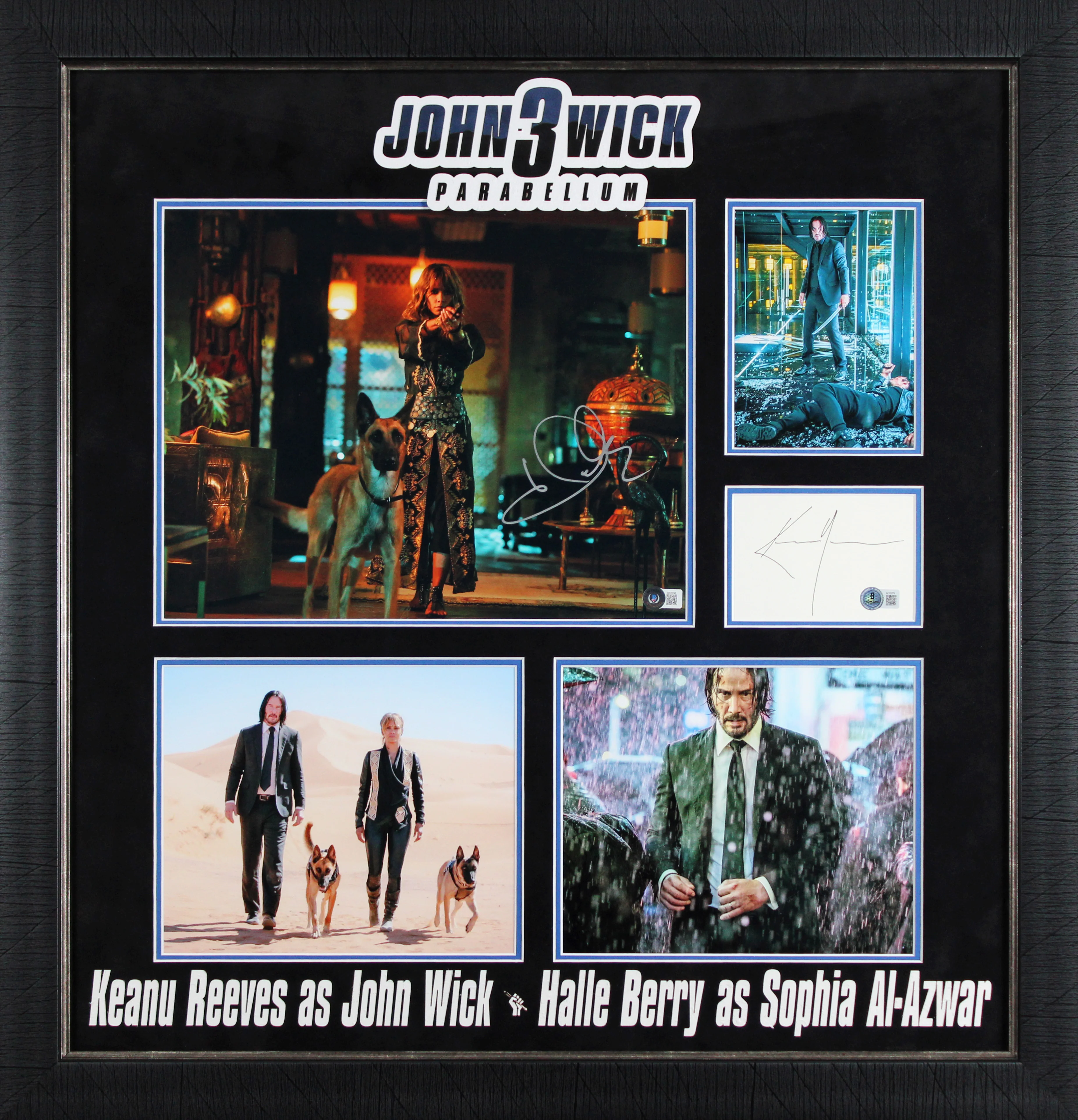 Keanu Reeves & Halle Berry John Wick: 3 Parabellum Signed Framed Display BAS - Image 2